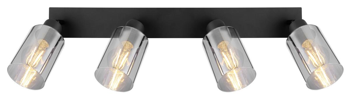 Strahler Hadera in Grau/Schwarz max. 15 Watt - Schwarz/Grau, Glas/Metall (67/9/21,5cm) - Globo
