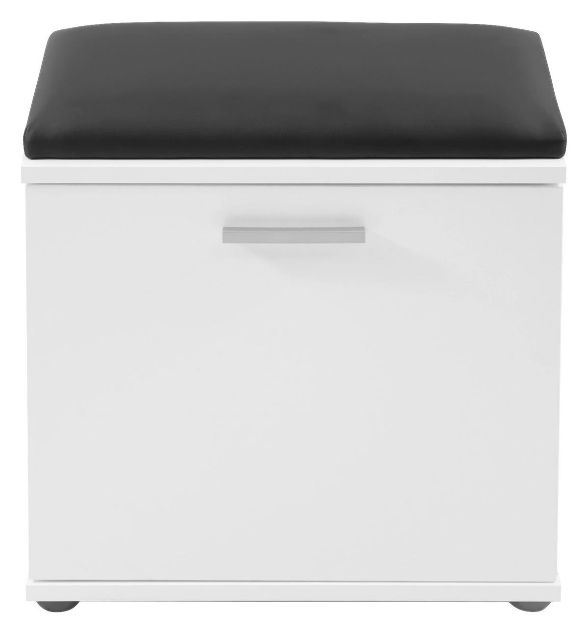 Garderobenbank Jakob ca.48,5x49x30cm Weiß,Schwarz - Silberfarben/Schwarz, LIFESTYLE, Holzwerkstoff/Kunststoff (48,5/49/30cm) - MID.YOU