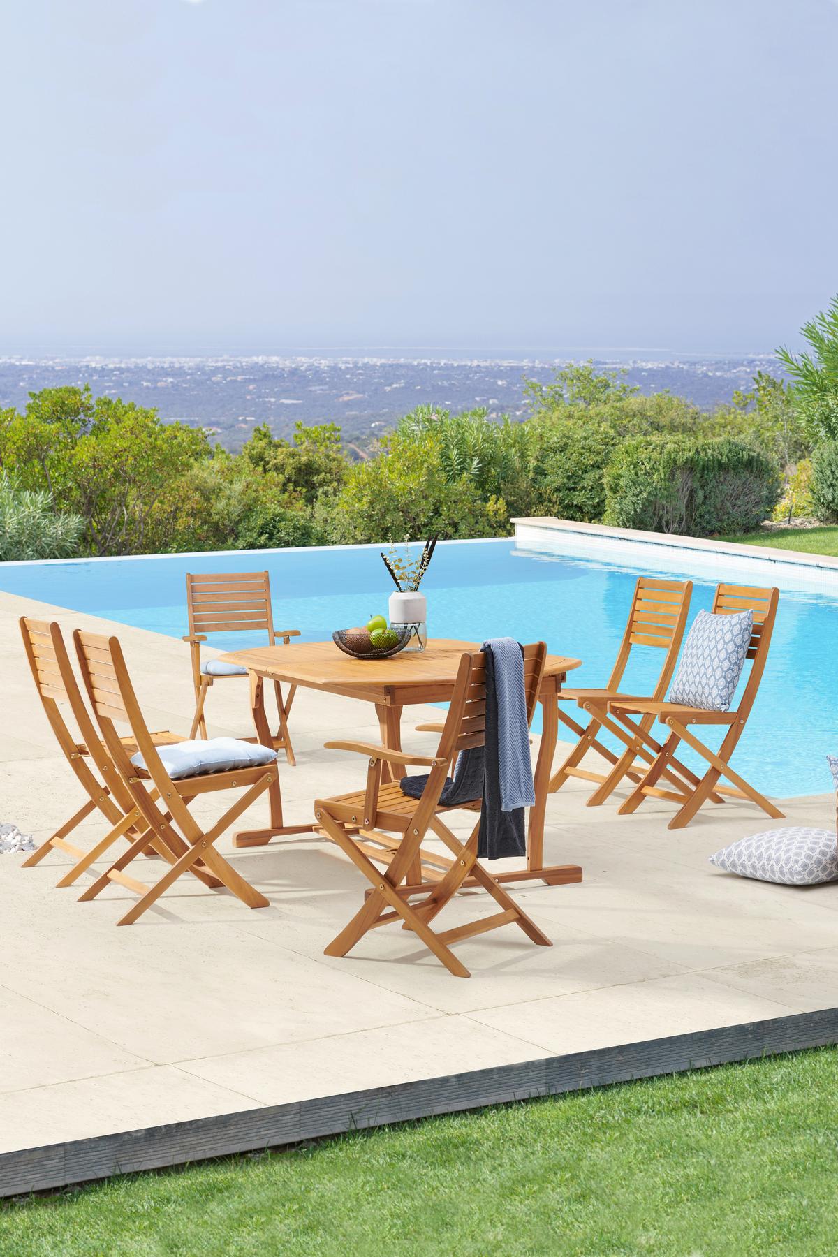 Vrtna Garnitura Kiel, Masivno, Raztegljiva Miza - barva tikovine, Natur, les (160-220/100/74cm) - James Wood