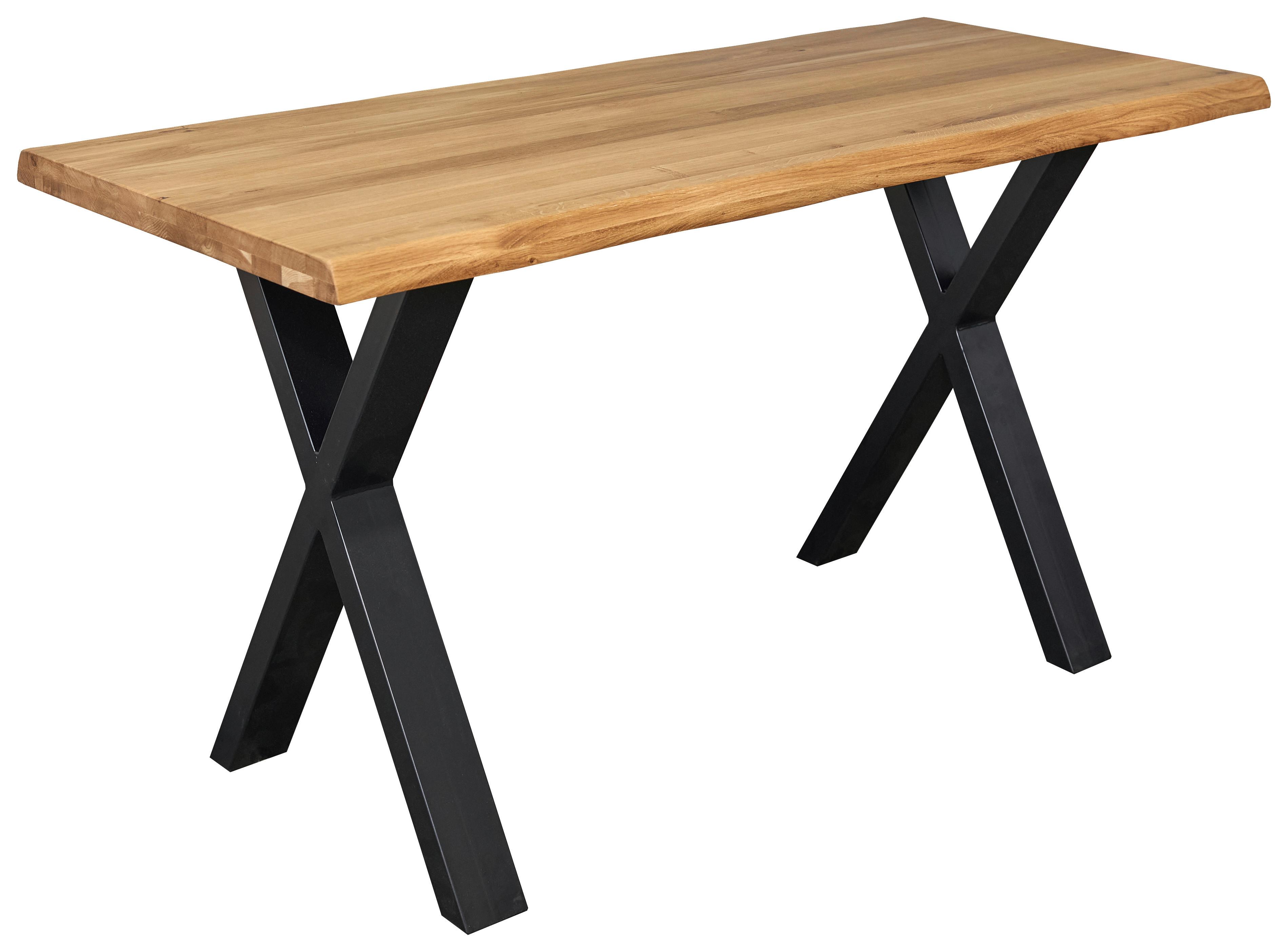Schreibtisch Oak Eichefarben - Eichefarben/Schwarz, Natur, Holz/Metall (140/60/75cm) - Mömax