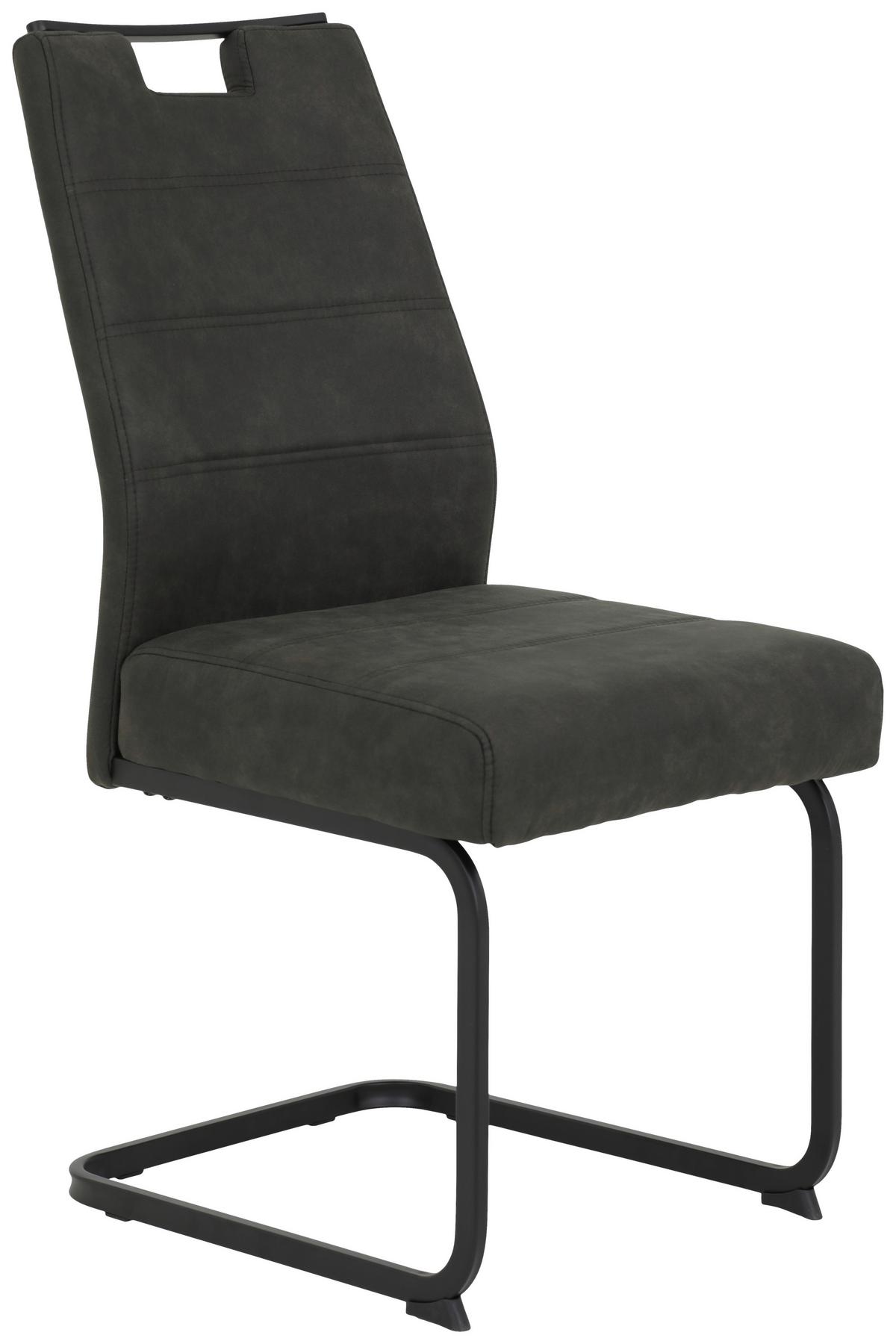 Schwingstuhl-Set Kerstin Anthrazit 2er-Set - Anthrazit/Schwarz, MODERN, Textil/Metall (49/100/61cm) - MID.YOU