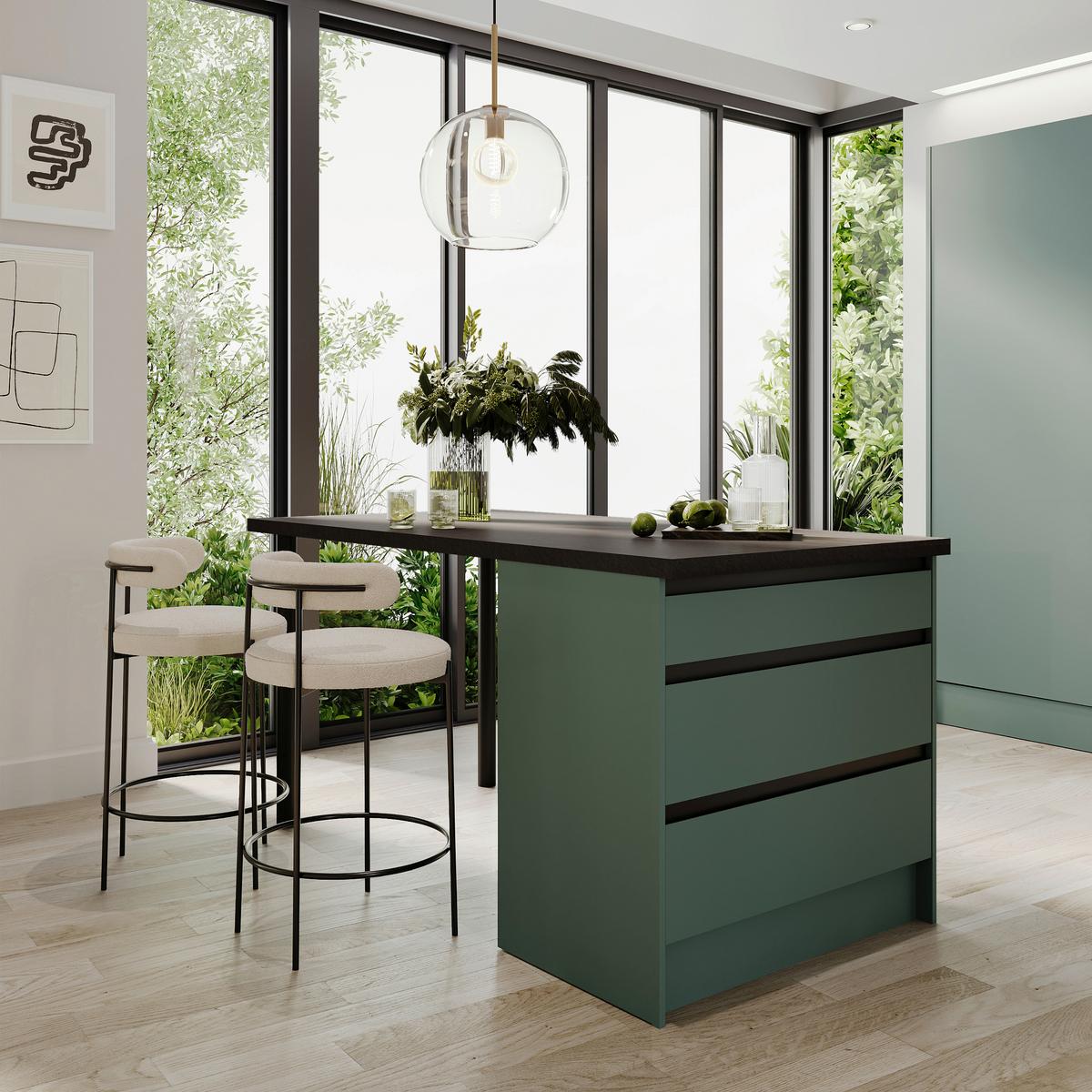 WYSPA KUCHENNA TROJA I 180 GREEN-F - zielony/czarny, Design, materiał drewnopochodny (180/91/90cm) - P & B