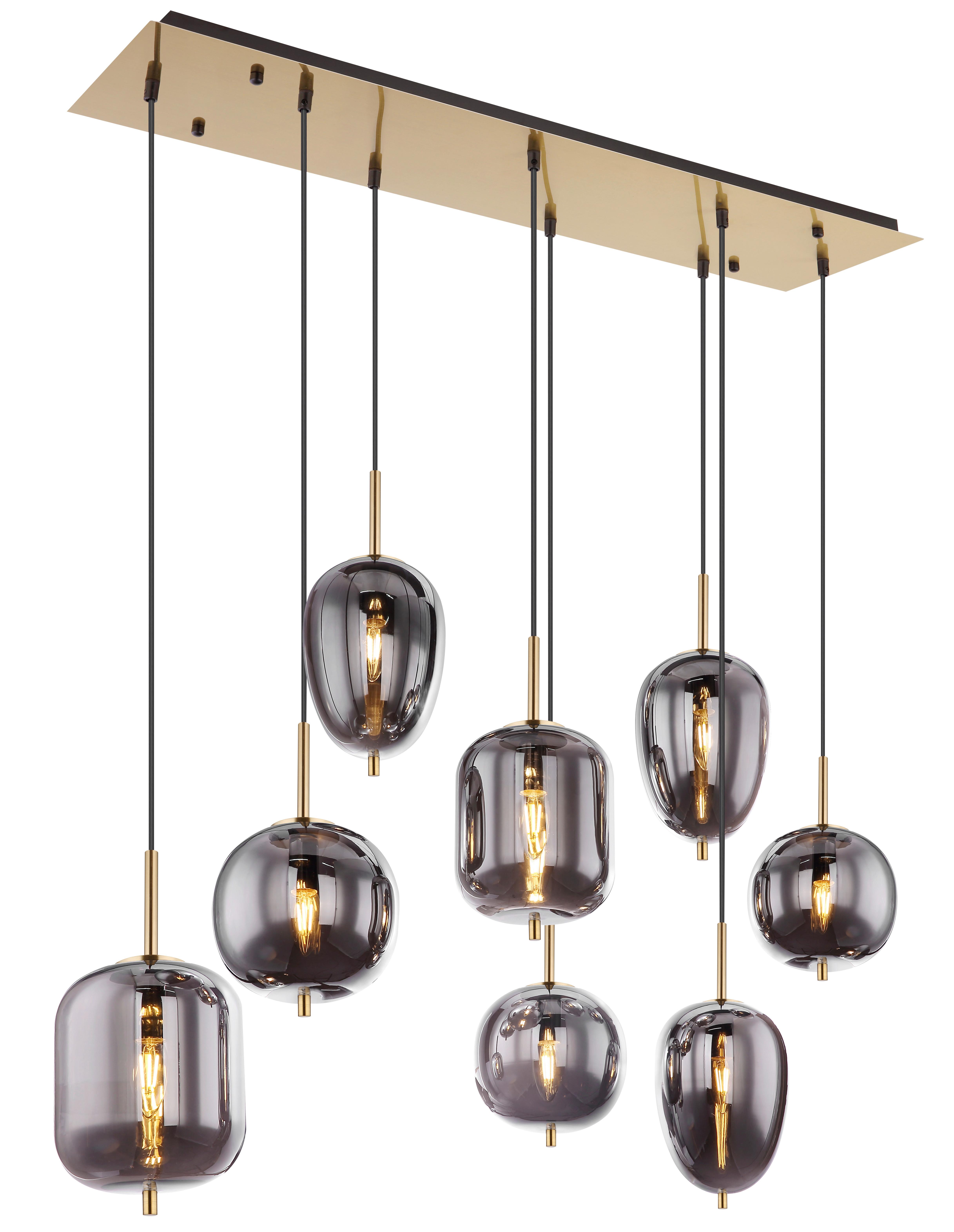 Hängeleuchte Blacky I Grau/Messingfarben max. 40Watt - Messingfarben/Grau, Design, Glas/Metall (102,5/34/120cm) - Globo