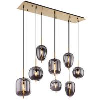HÄNGELEUCHTE 15345-8MM - Messingfarben/Grau, Design, Glas/Metall (102,5/34/120cm) - Globo