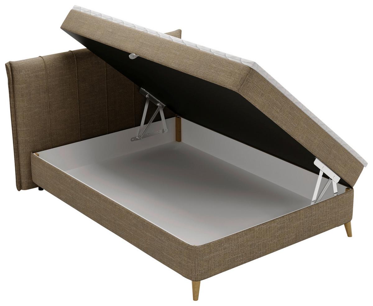 Boxbett Veloria Braun ca. 140x200cm - Beige/Schwarz, KONVENTIONELL, Textil/Metall (140/200cm) - Based