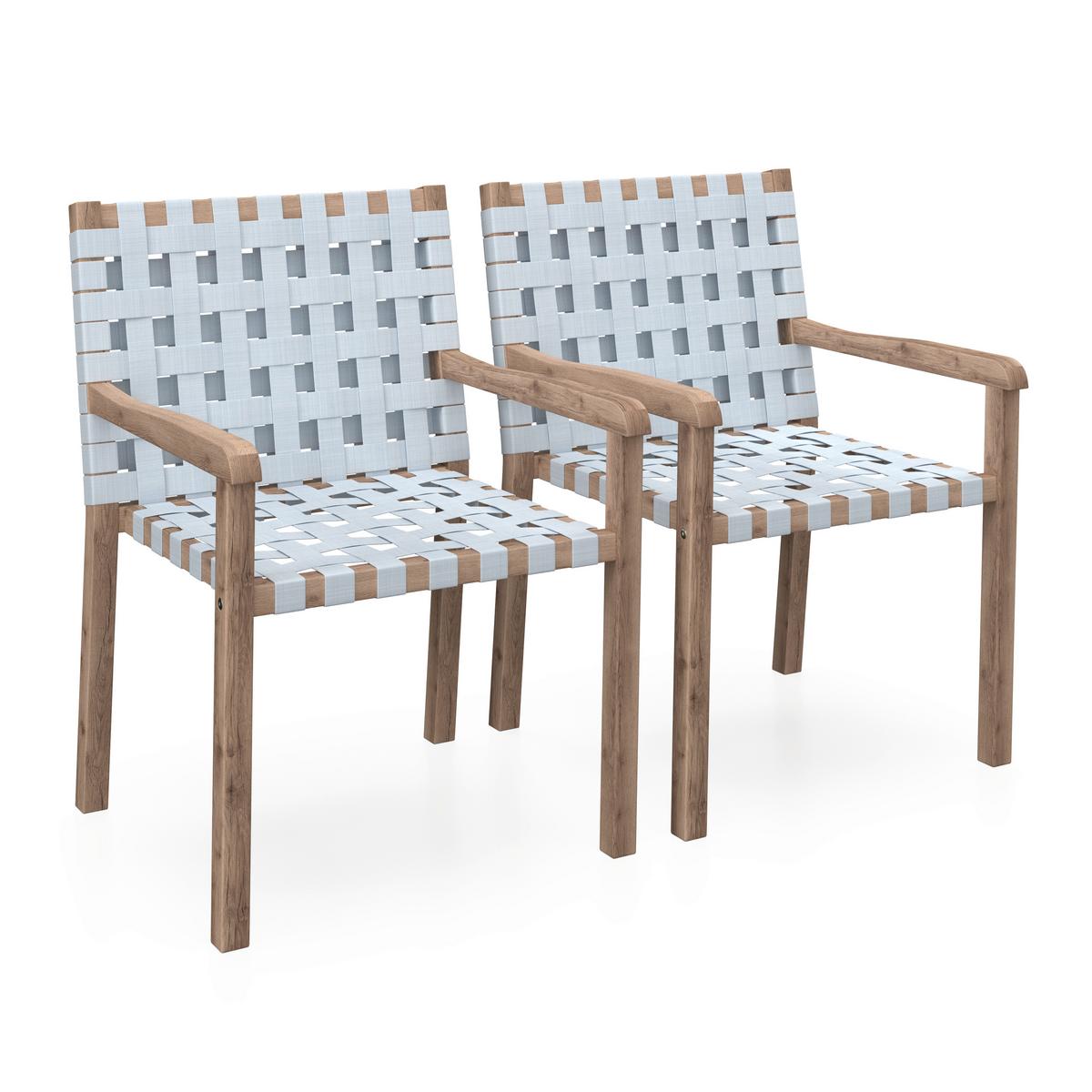 Gartensessel-Set 2-er Set Lauria Creme Holz/Textil - Creme/Akaziefarben, MODERN, Holz/Textil (58,5/84/60cm) - Bessagi Garden
