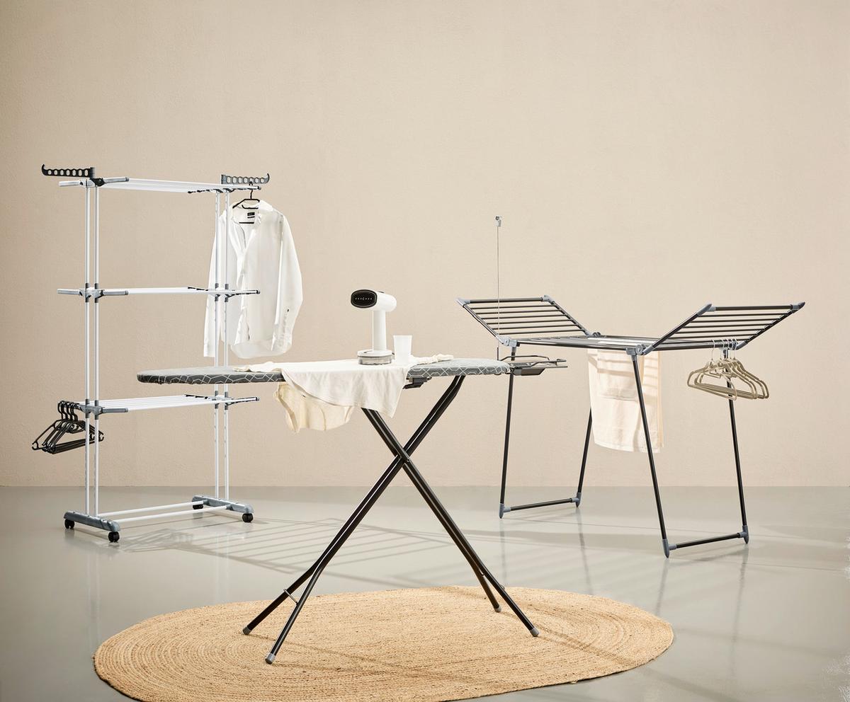SUSZARKA PIONOWA RACK.51 - kolor stalowy/szary, Basics, tworzywo sztuczne/metal (72/64/170cm) - Homeware