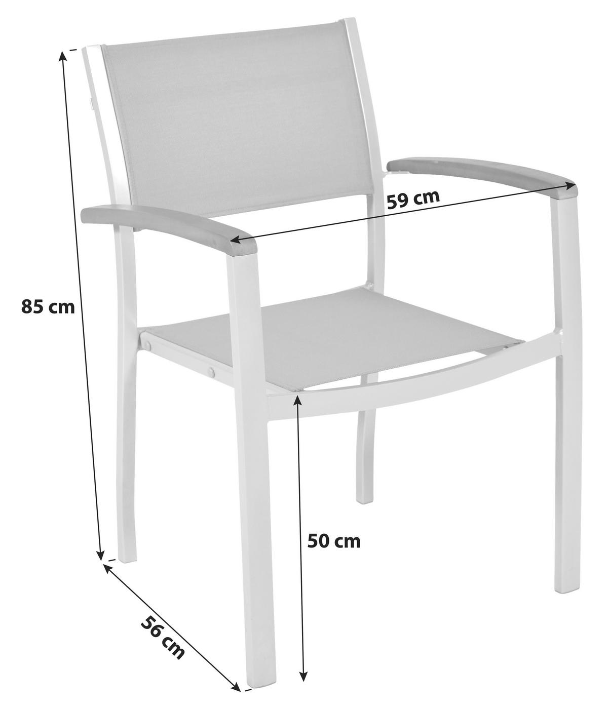 Vrtni Stol Naxos, 2 Kos, Aluminij - srebrne barve/siva, Romantika, kovina/tekstil (59/85/56cm) - Gardenson
