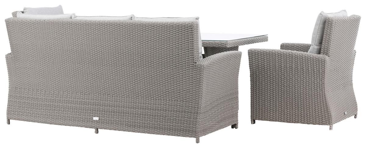 Dining-Loungeset Brentwood Grau, Kunststoffgeflecht - Grau, KONVENTIONELL, Glas/Kunststoff - Gardenson
