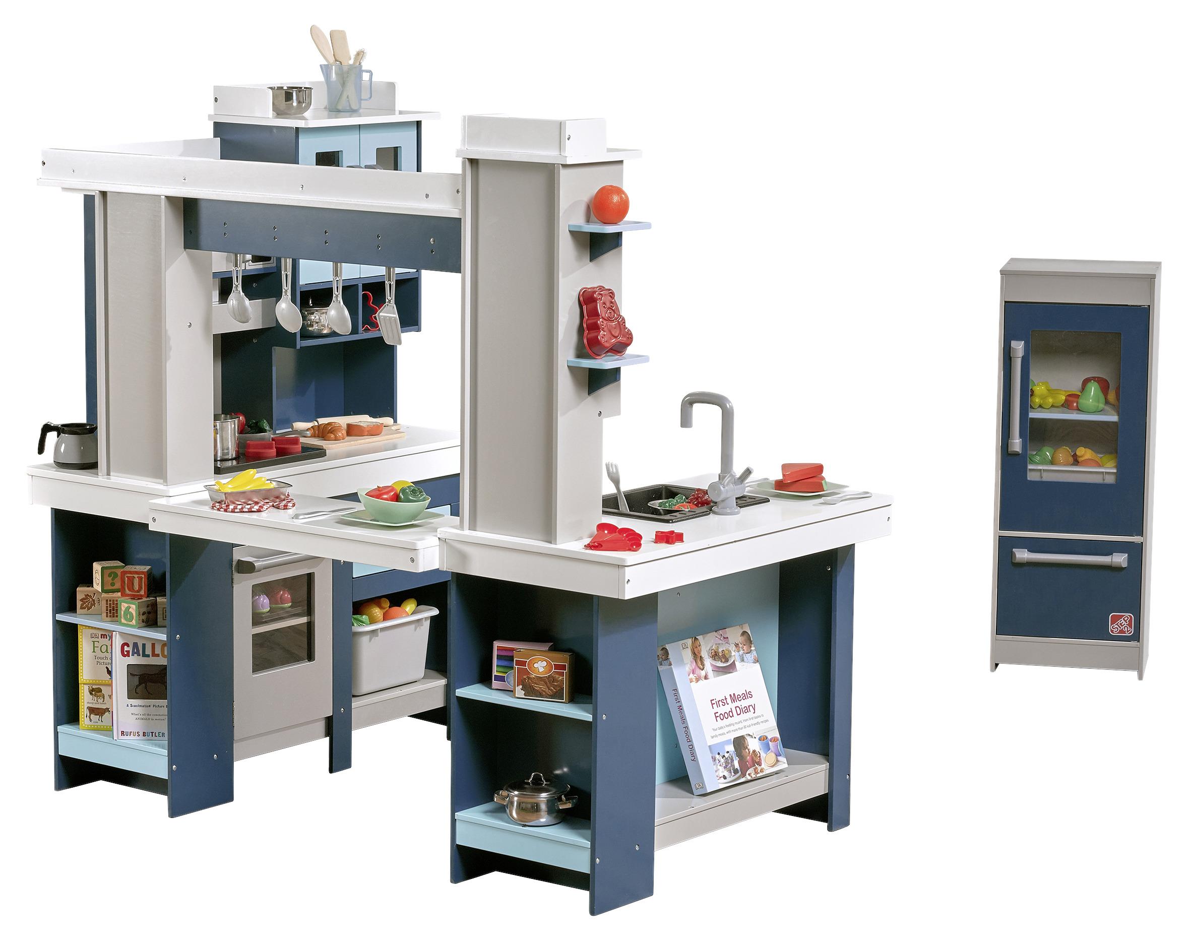 Kinderküche Modern Kitchen, 15-teilig - Blau/Weiß, Basics, Holz/Kunststoff (127/118,7/84cm) - Ambia Garden