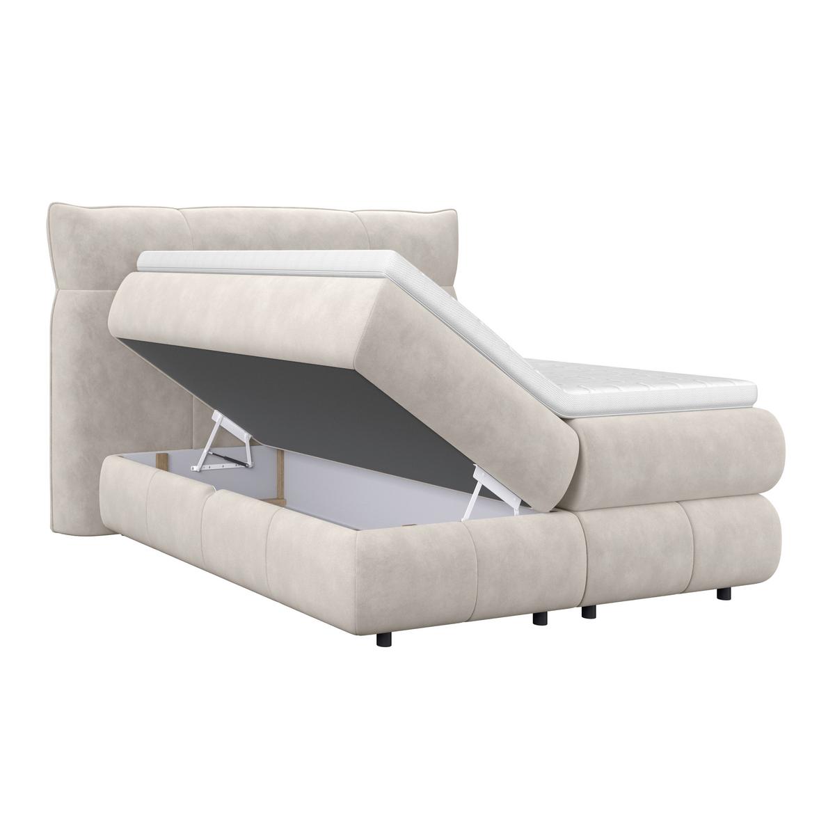 Boxspring Krevet Carmelo - bež/crna, Trend, tekstil/plastika (140/200cm) - Premium Living