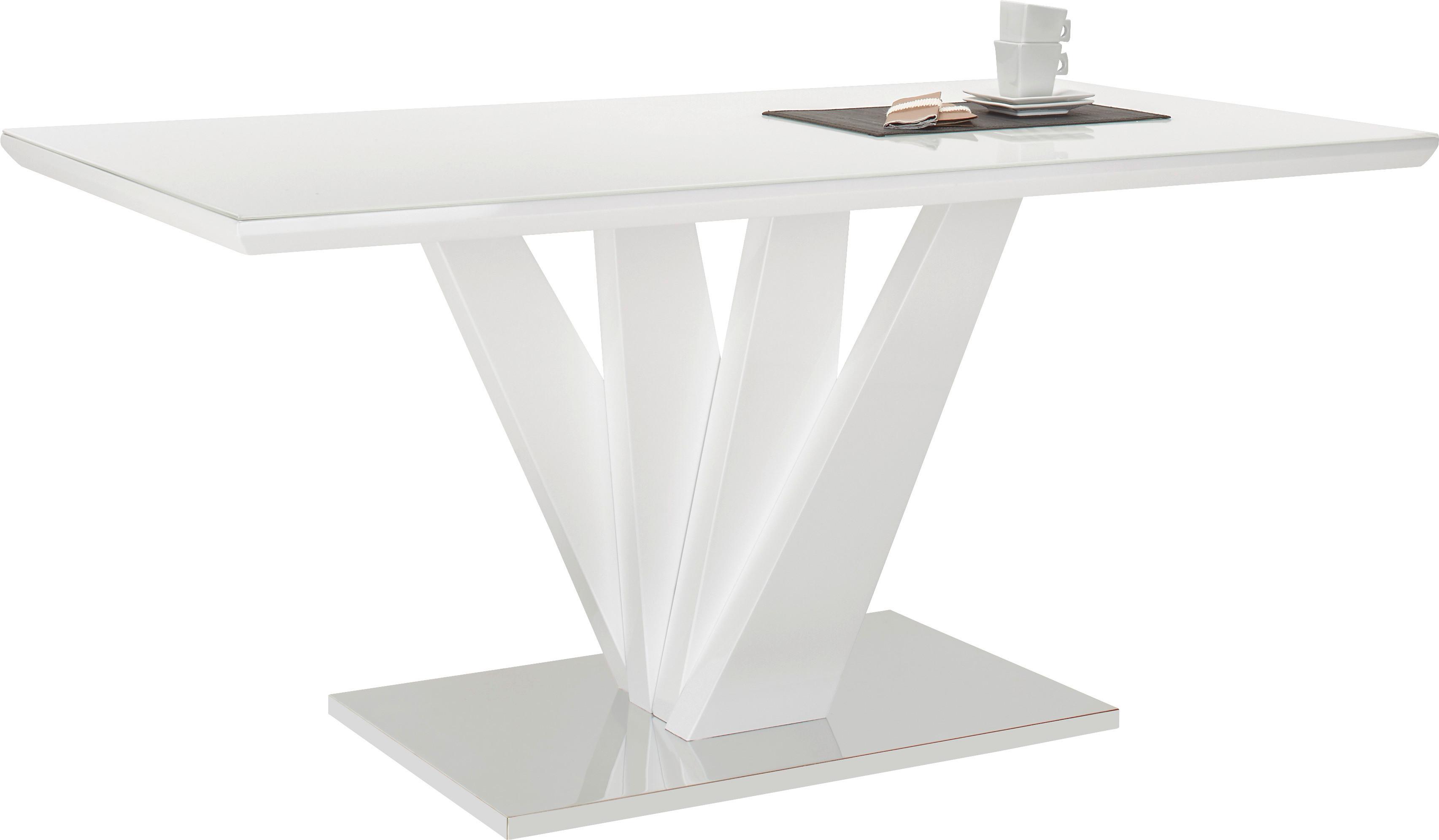 Masă SAMUEL - alb/culoare inox, Modern, sticlă/metal (160/90/76cm) - Mömax