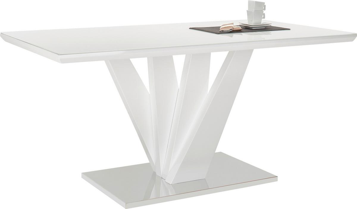 Masă SAMUEL - alb/culoare inox, Modern, sticlă/metal (160/90/76cm) - Mömax