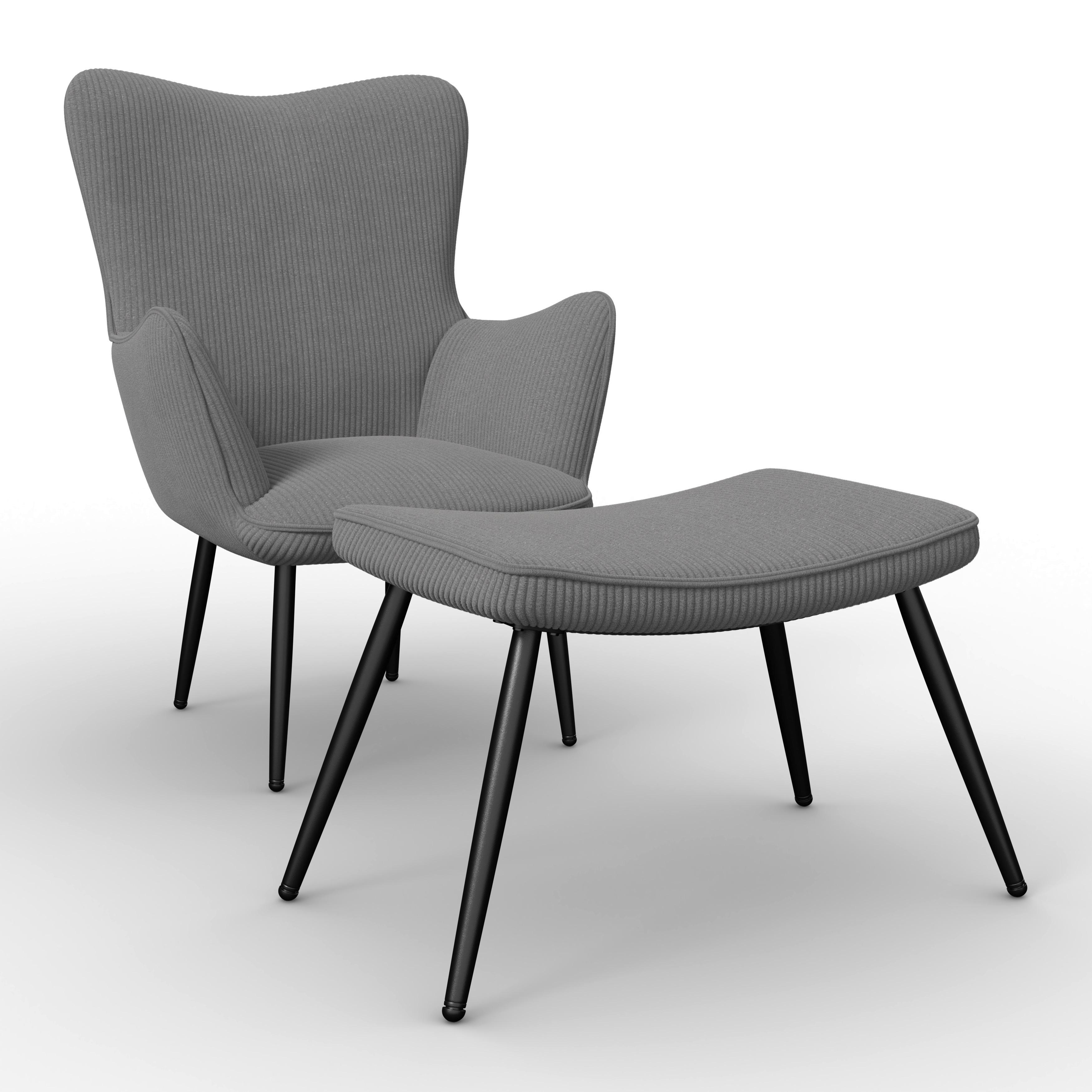 SCAUN DE RELAXARE AURORA - negru/gri, Modern, lemn/metal (68/98/74cm) - Bessagi Home