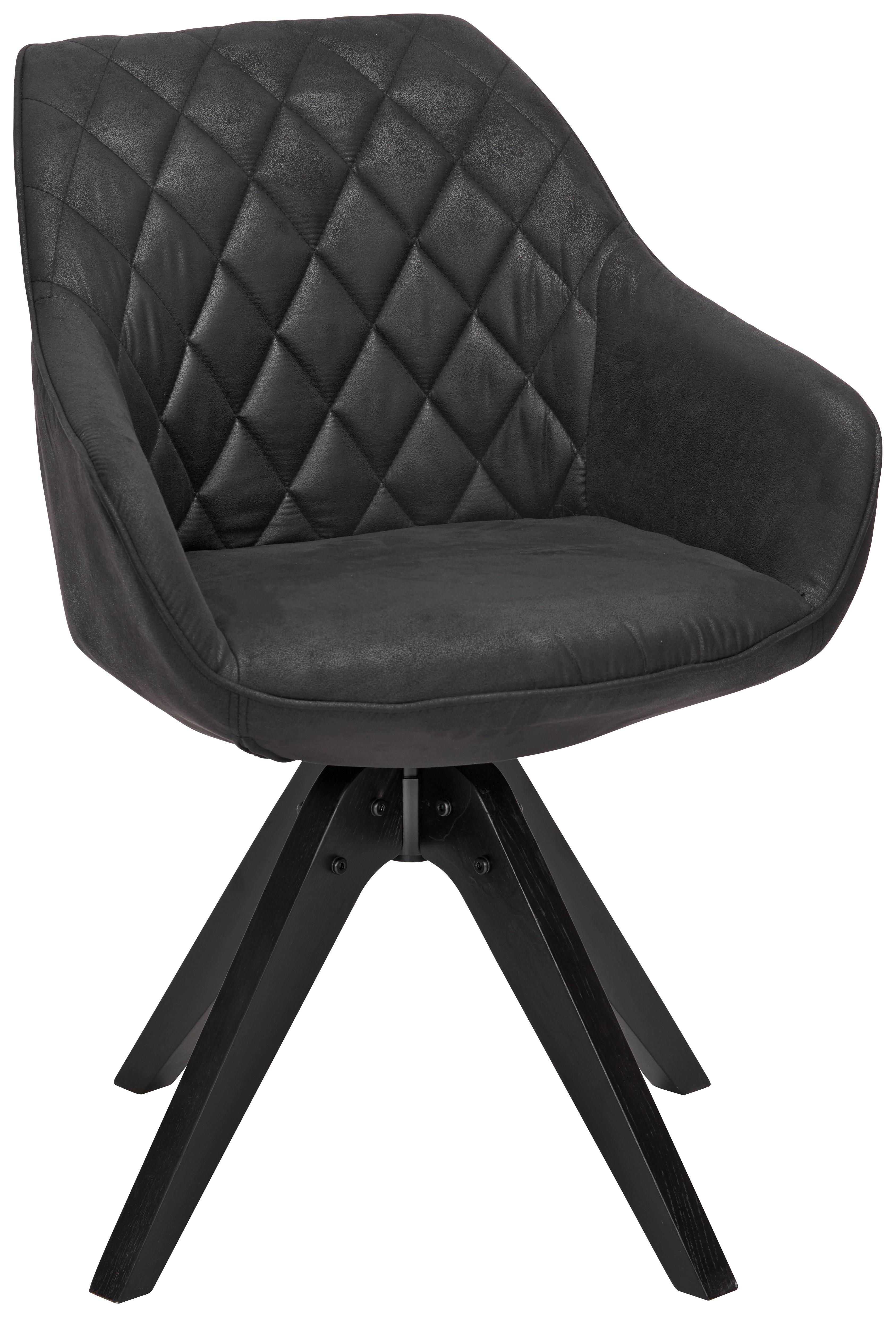 KRZESŁO Z PODŁOKIETNIKAMI COOL - czarny/ciemnoszary, Lifestyle, drewno/tkanina (60/83/65cm) - Landscape