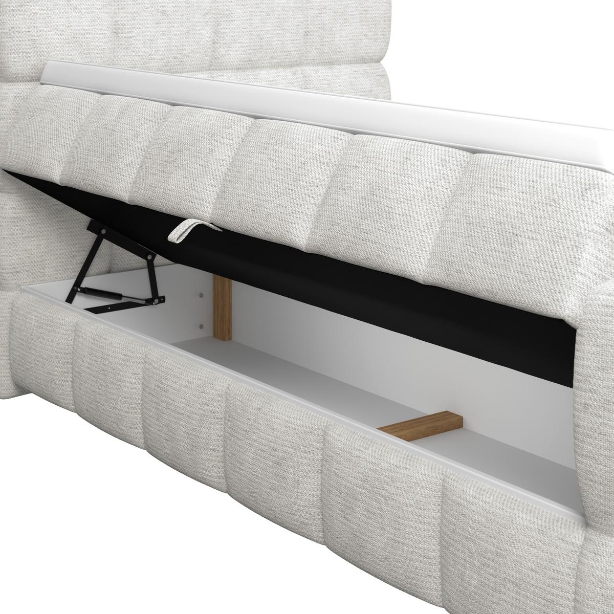 Postelja Boxspring Brisbane, Krem Barva, 140x220 - črna/krem barve, Trend, kovina/umetna masa (140/220cm) - Premium Living