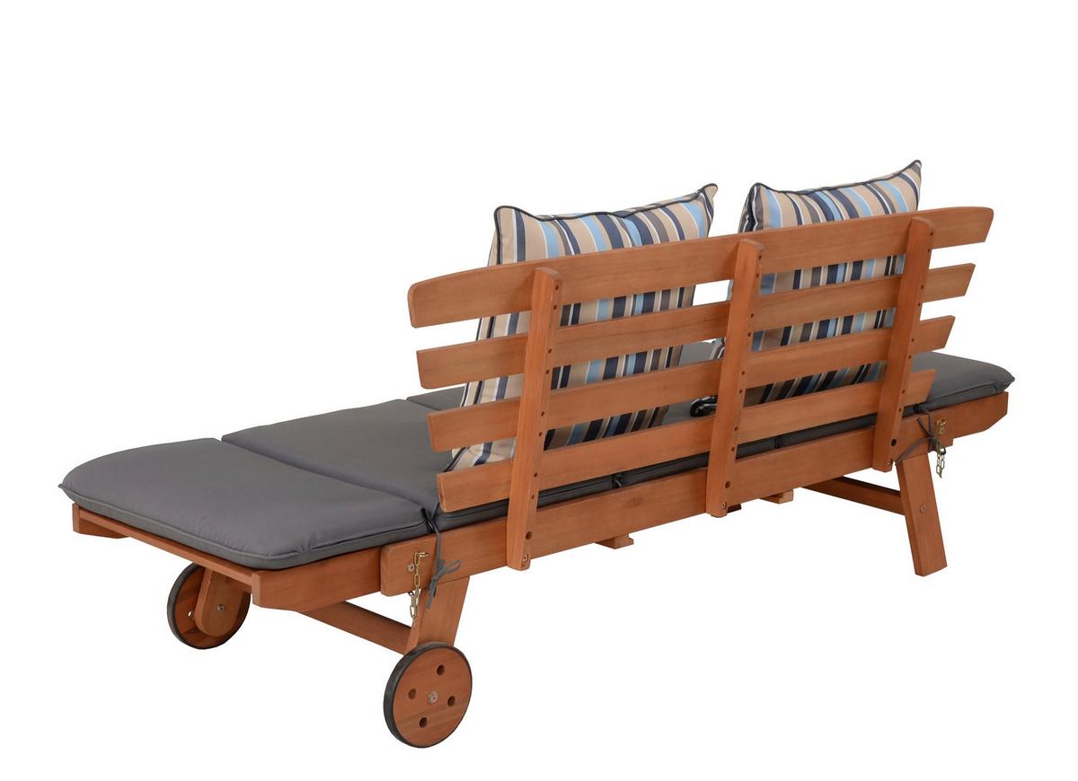 Gartenbank Holz Rincon ca. 190x78x68 cm inkl. Kissen - Braun/Grau, Basics, Holz/Textil (190/77,5/68cm) - Gardenson