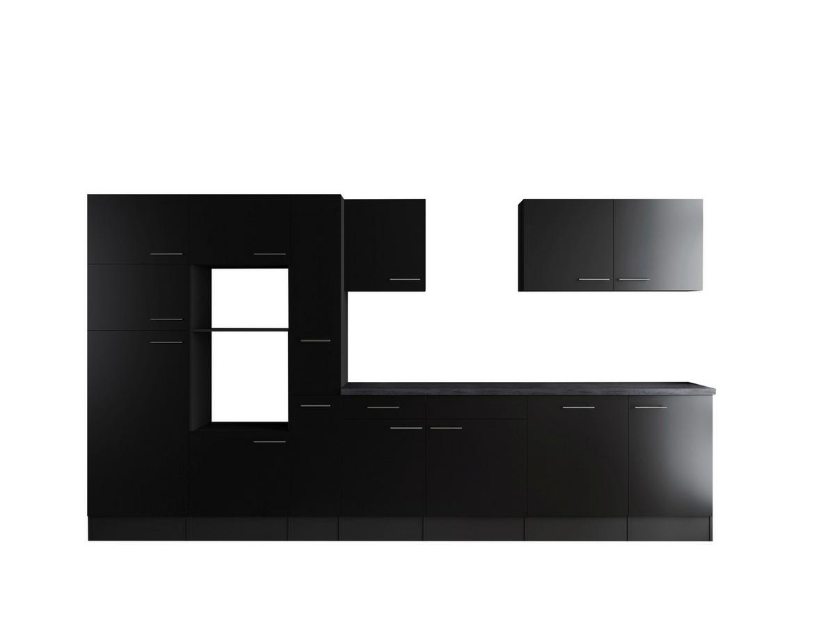 Kuhinjski Blok Brez Aparatov Oliver, 370cm - srebrne barve/črna, Design, kovina/leseni material (370cm) - Respekta