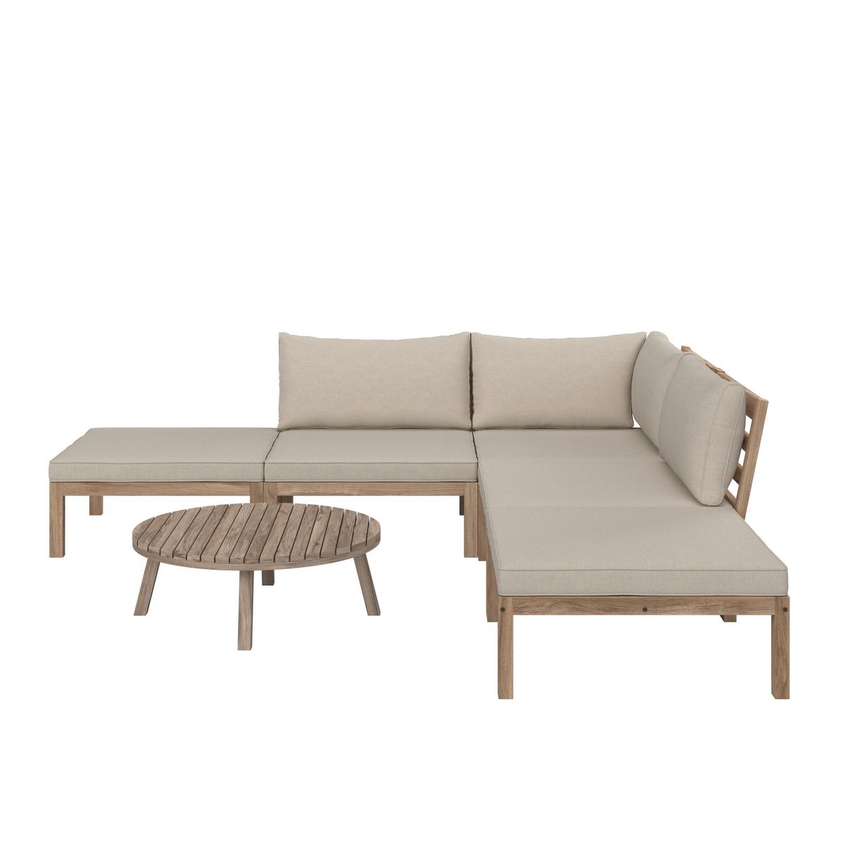 Lounge Garnitura Lina, Krem - krem barve/barve akacije, Moderno, tekstil/les (250/70/80cm) - Bessagi Garden