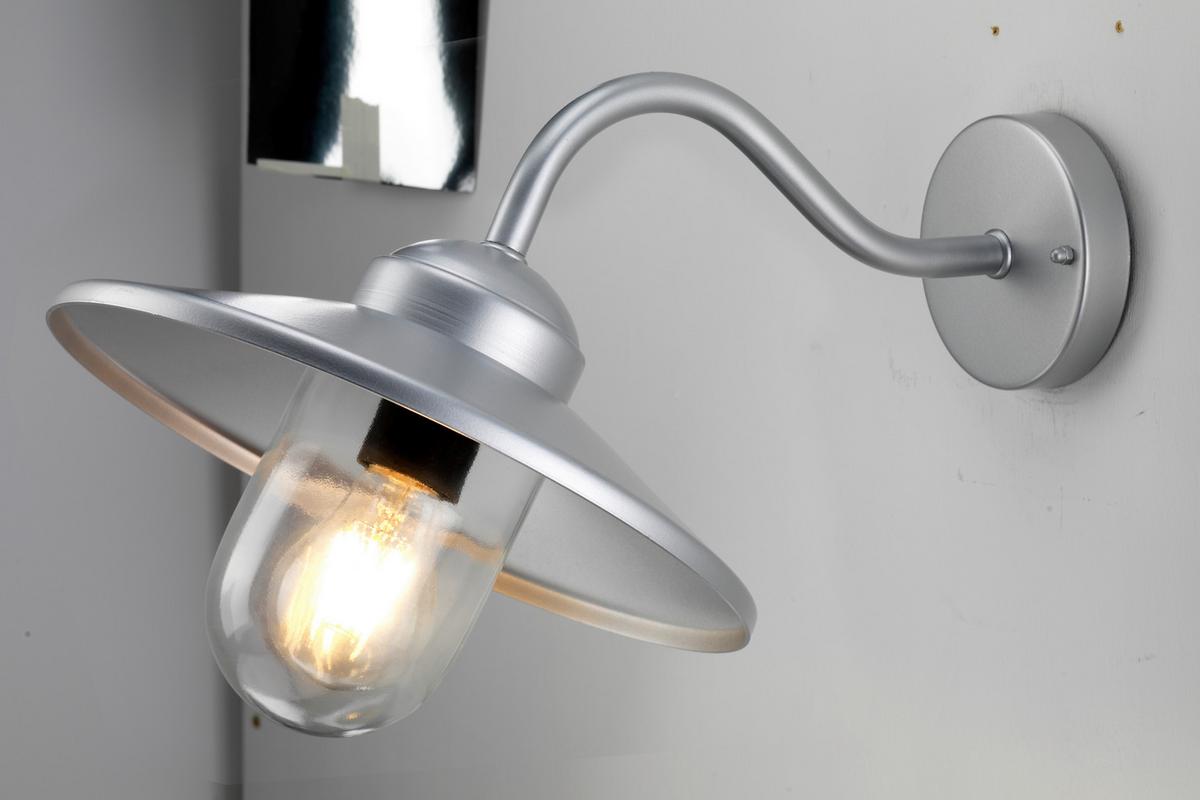 Kültéri Falilámpa Klampenborg - ezüstszínű, Konventionell, üveg/fém (27.5/25.5/42cm) - Elstead Lighting