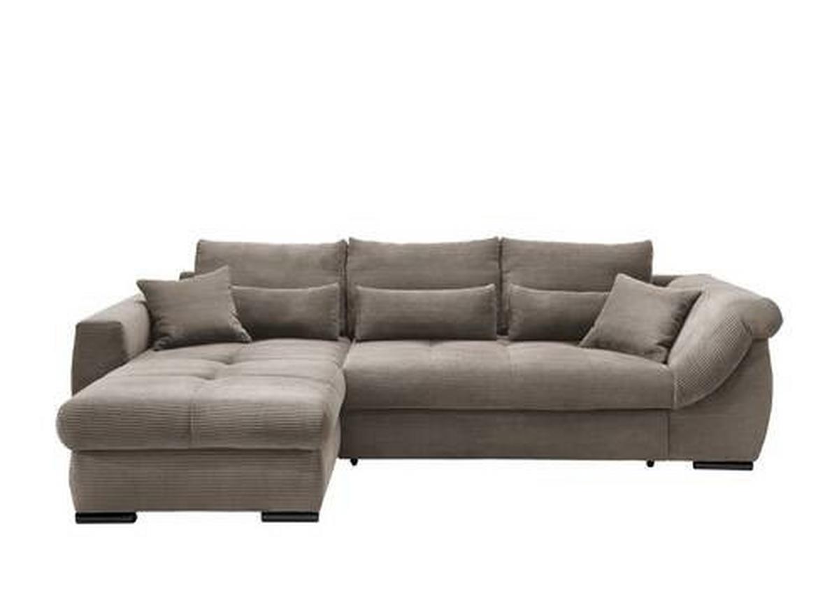 Wohnlandschaft Frederico Graubraun Cord - Graubraun/Schwarz, MODERN, Holz/Textil (188/302cm) - MID.YOU