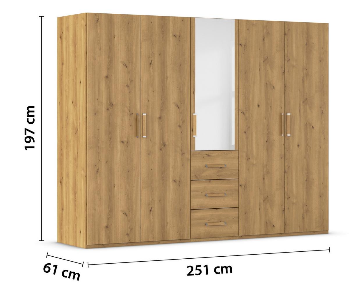 Omara S Klasičnimi Vrati Evelyn, Barva Hrasta - barve hrasta, Design, umetna masa/steklo (251/197/60cm) - Novel