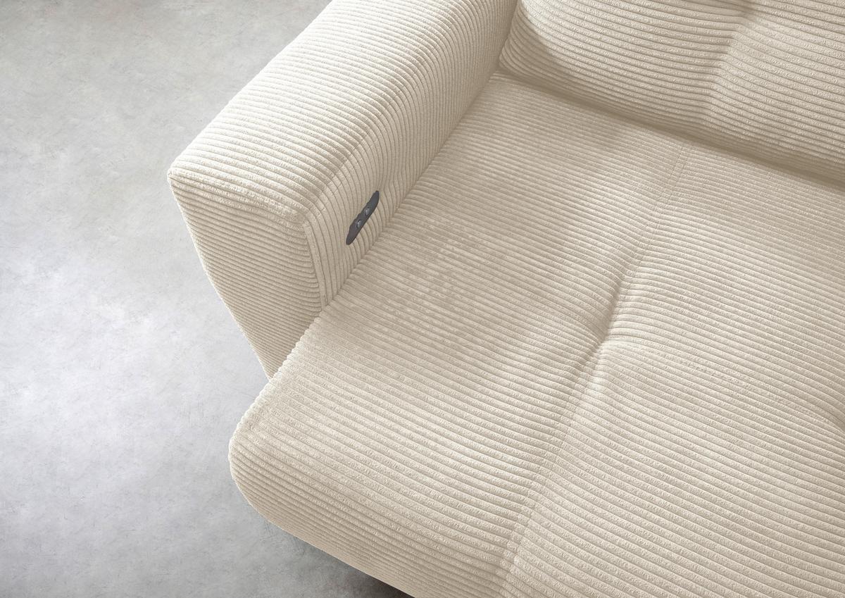 Wohnlandschaft Restato Beige Cord - Beige/Schwarz, MODERN, Holz/Textil (246/177cm) - MID.YOU