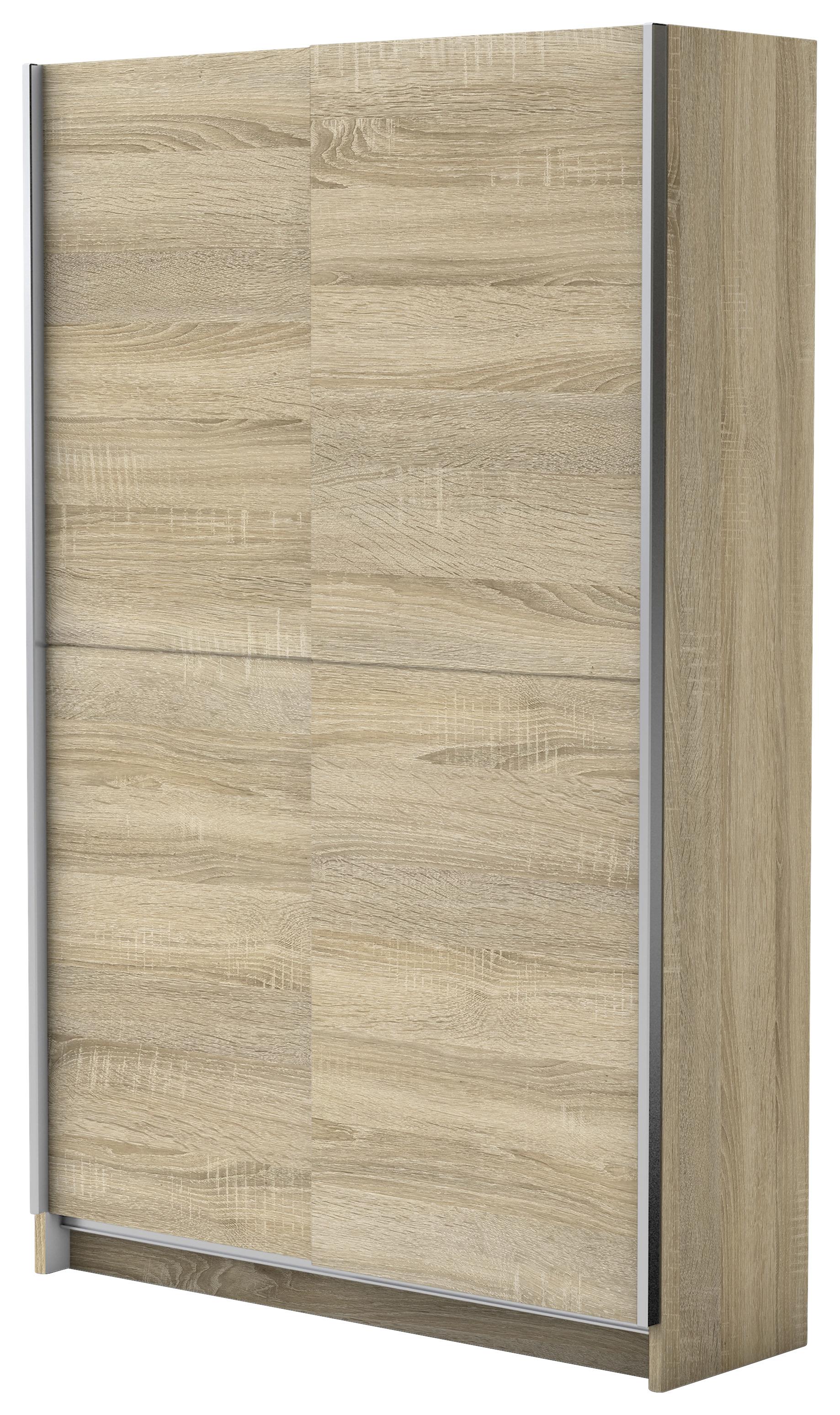 Ormar S Kliznim Vratima Slim - srebrne boje/boje hrasta, Basics, drvni materijal/metal (125/195,5/38cm) - Modern Living