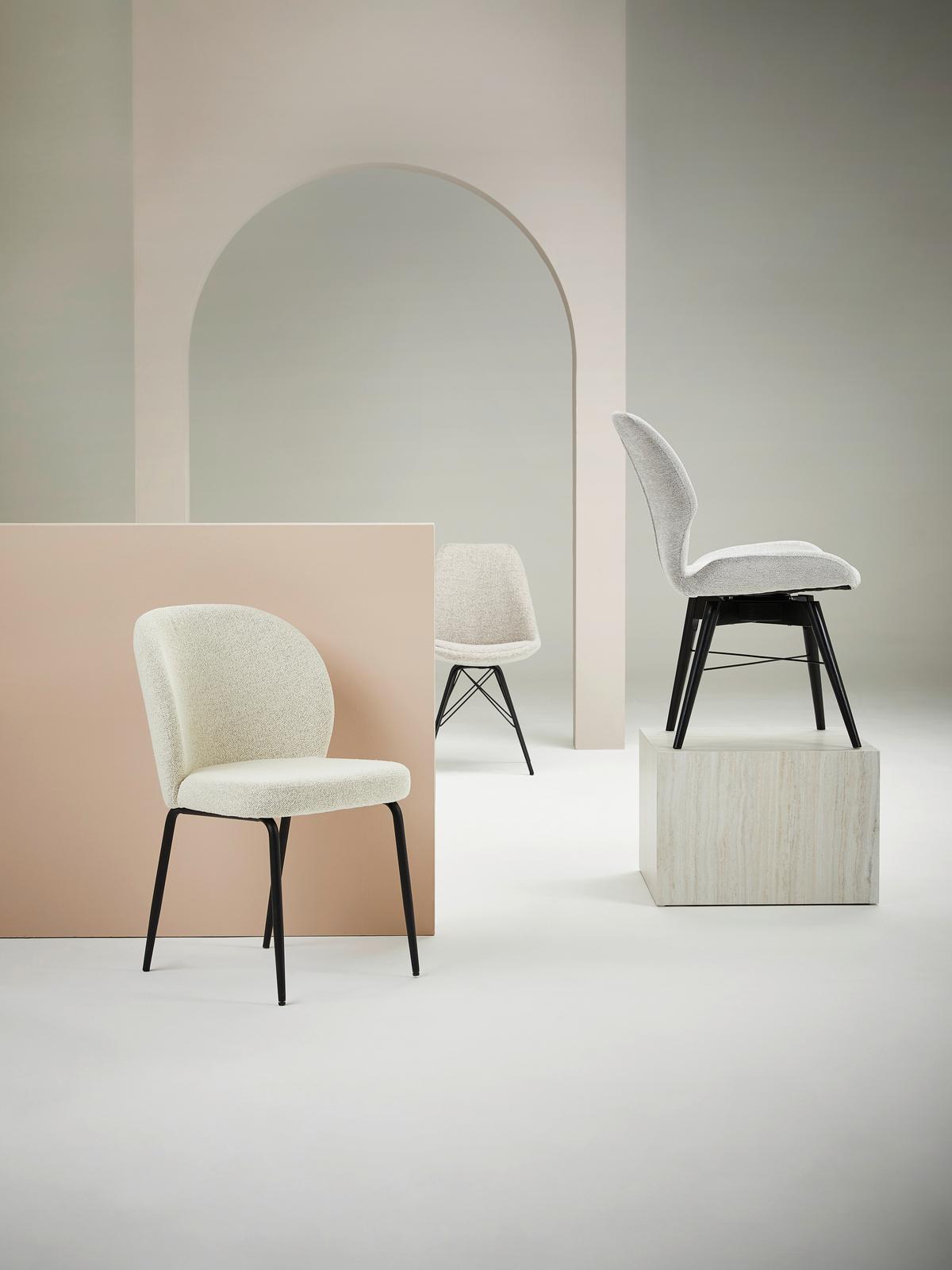 KRZESŁO PATRICIA - beżowy/kremowy, Modern, metal/tkanina (52/85/57,5cm) - MID.YOU