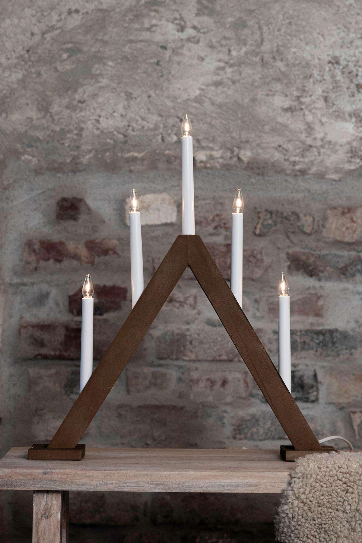 Weichnachtspyramide Ariele Weiß/Hellbraun - Hellbraun/Weiß, Basics, Holz (46/46/52,5cm) - Markslöjd