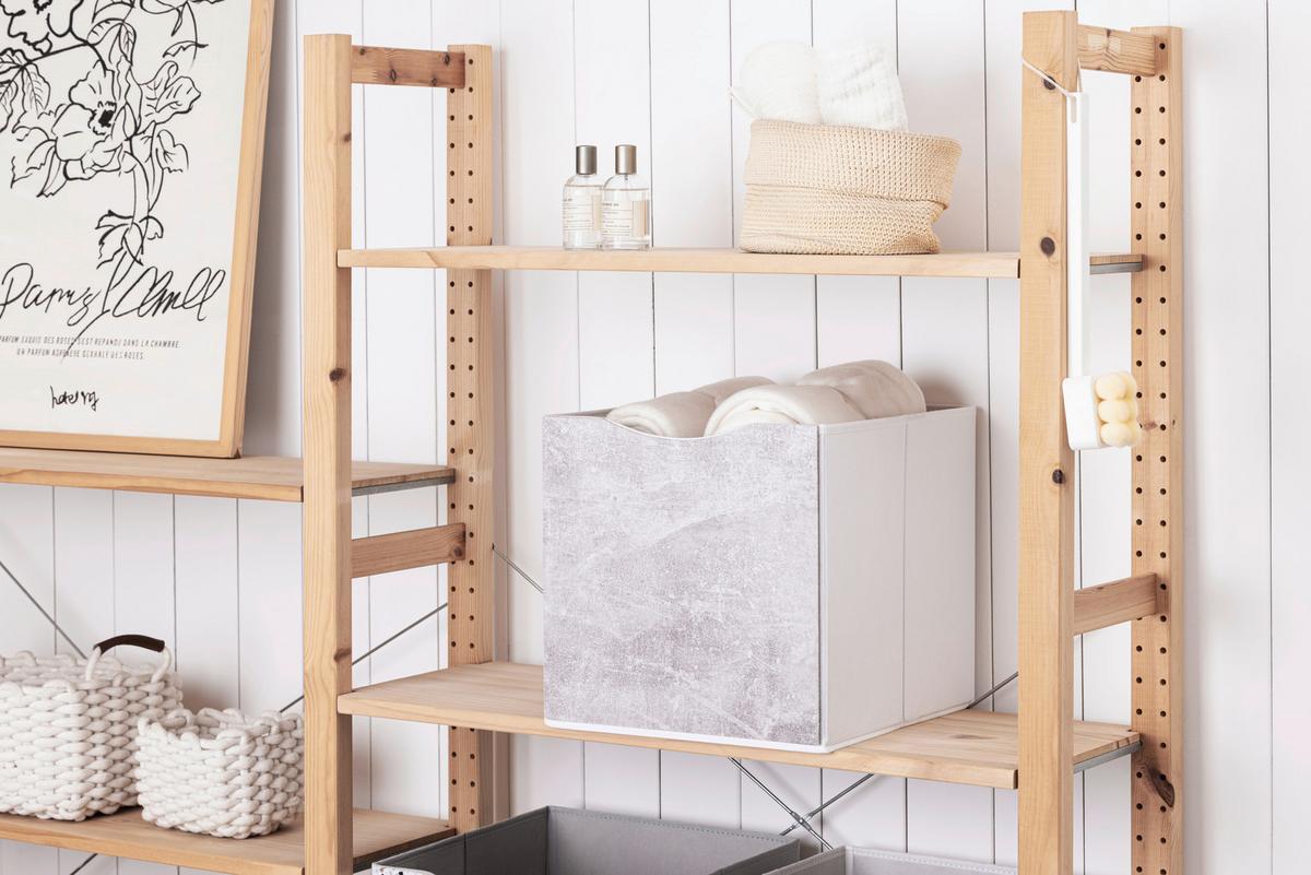 Zložljiv Zaboj Betty - siva, Konvencionalno, tekstil/leseni material (33/33/32cm) - Mömax