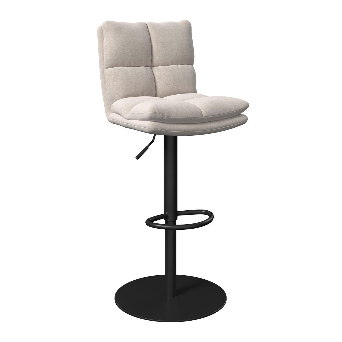 Barhocker Caja Creme Struktur Drehbar Gepolstert - Creme/Schwarz, MODERN, Holz/Textil (47/87-107/49cm) - Bessagi Home