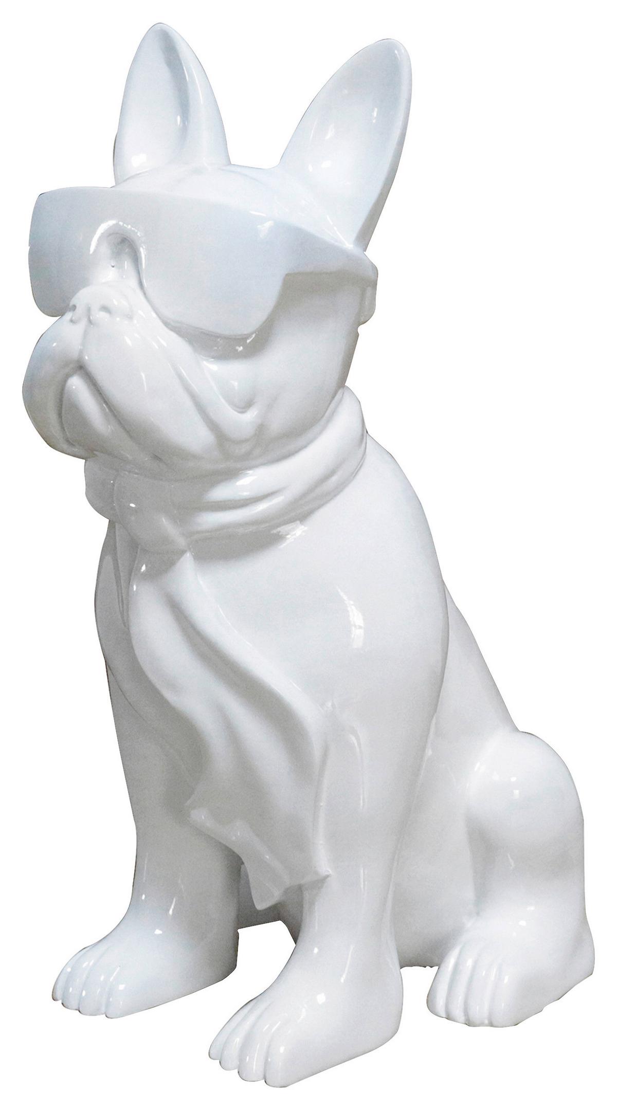 Skulptur Bulldog - Weiss, Trend, Naturmaterialien/Stein (27/37/19cm) - Kayoom
