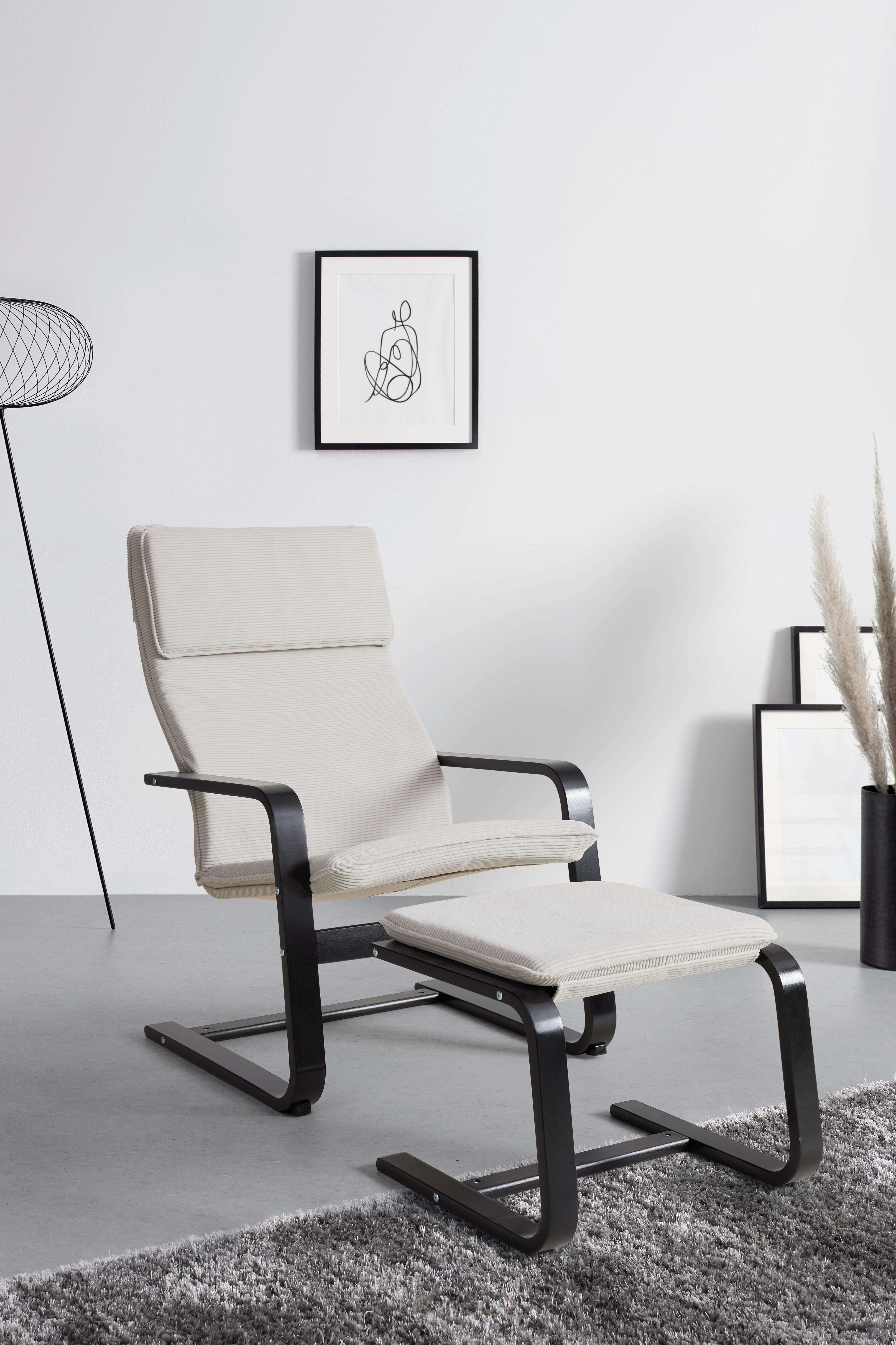 FÅTÖLJ MANU II -BASED- - svart/cremefärgad, Modern, metall/trä (67/100/84cm) - Based