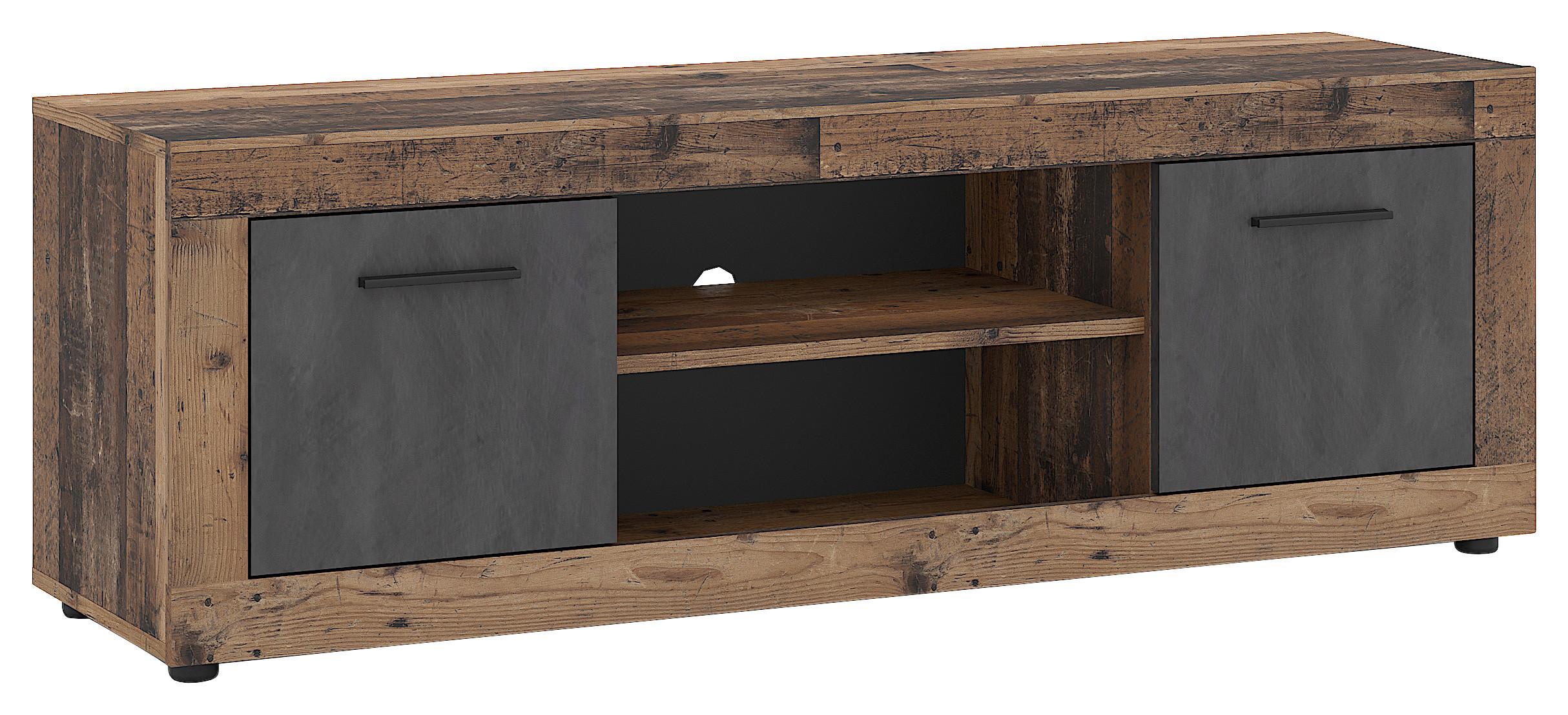 Nizka omarica Luna, antracit, stari hrast - stari hrast/črna, Design, umetna masa/leseni material (140/48/40cm) - Modern Living