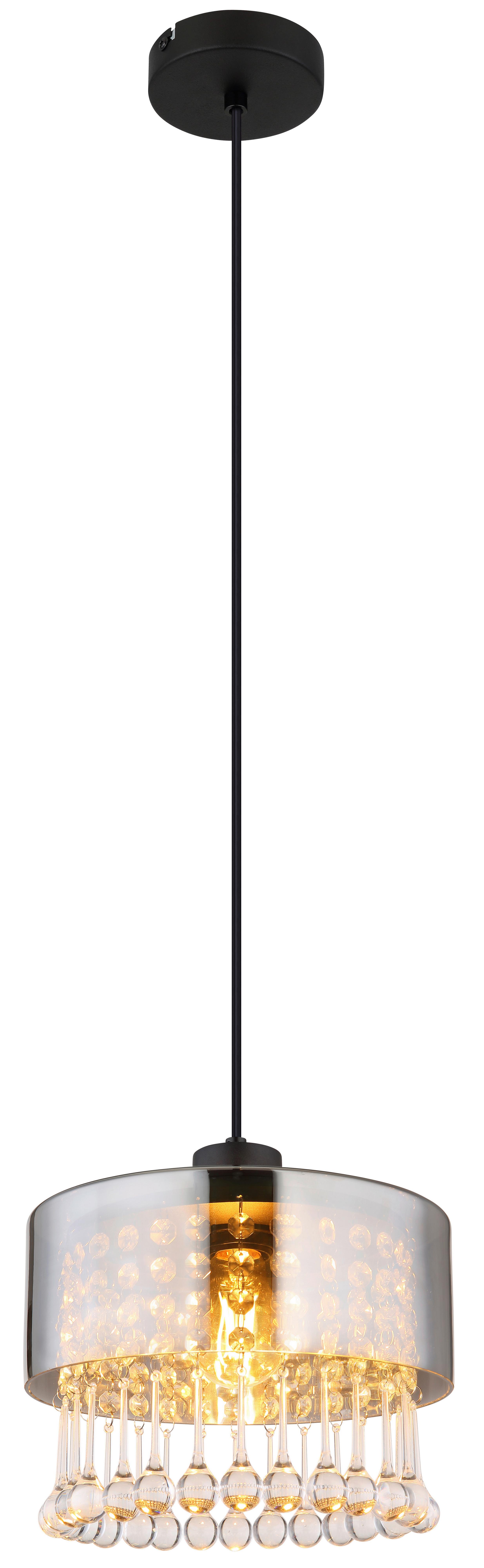 Hängeleuchte Hendry Klar/Schwarz max.15 Watt - Klar/Schwarz, KONVENTIONELL, Glas/Kunststoff (25/120cm) - Globo