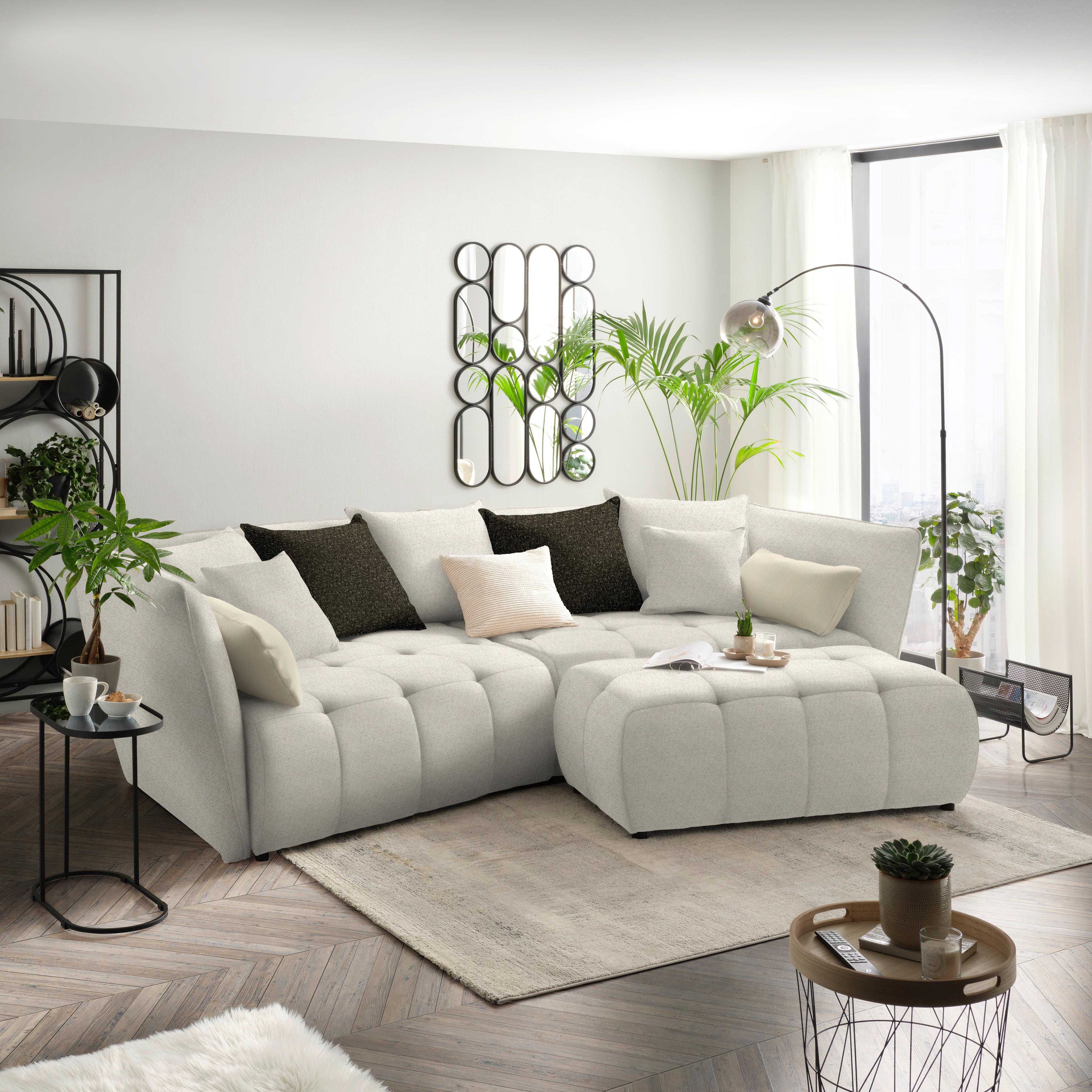 Boxspringsofa Sofi Beige - Dunkelgrün/Beige, Modern, Textil (294/93/152cm) - Premium Living