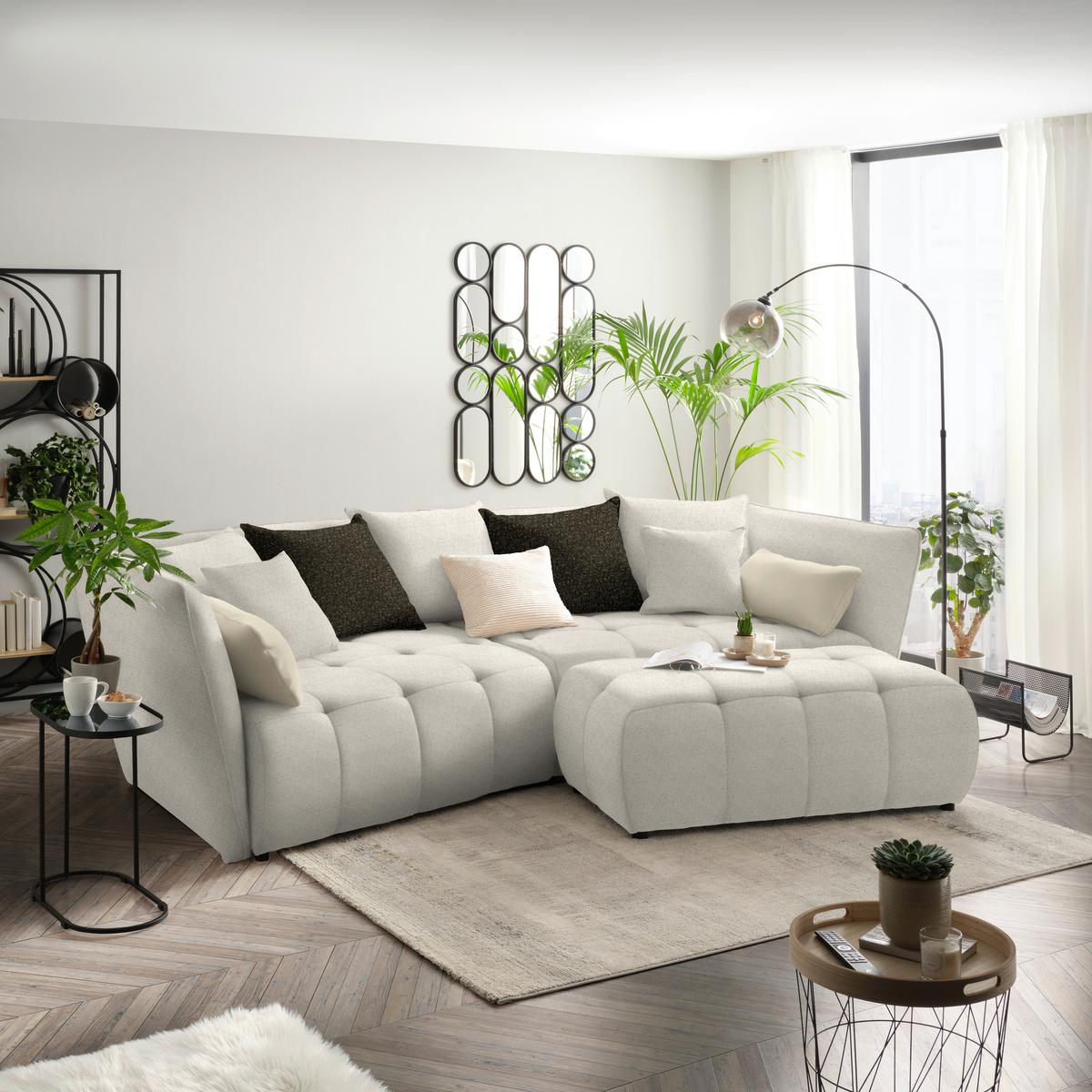 Boxspringsofa Sofi Beige - Dunkelgrün/Beige, MODERN, Textil (294/93/152cm) - Premium Living