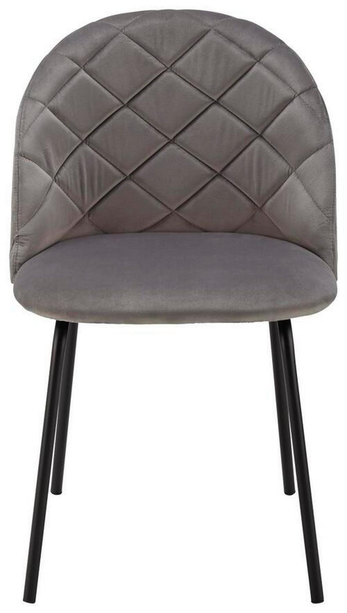 Stol Selina, Siva, Žamet - siva/črna, Moderno, kovina/tekstil (48,5/78/54cm) - Bessagi Home