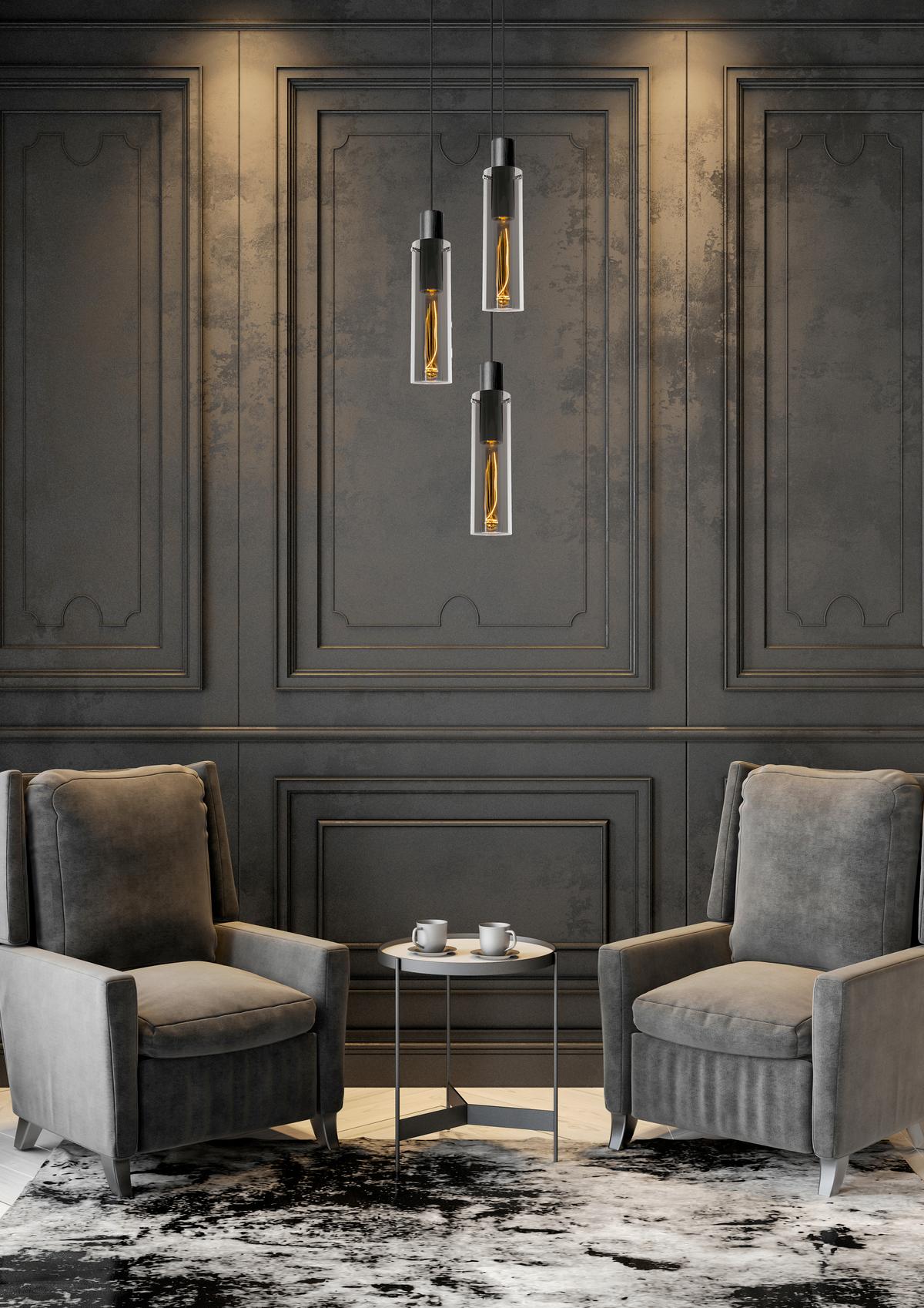 LAMPA WISZĄCA 74404/13/65 ORLANDO - jasnoszary, Design, szkło (32/32/172cm) - Lucide