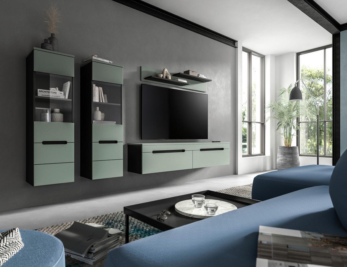 Dnevni Regal Canu, Sivozelena, 4-Delni - črna, Design, umetna masa/leseni material (272/141/33cm) - Livetastic