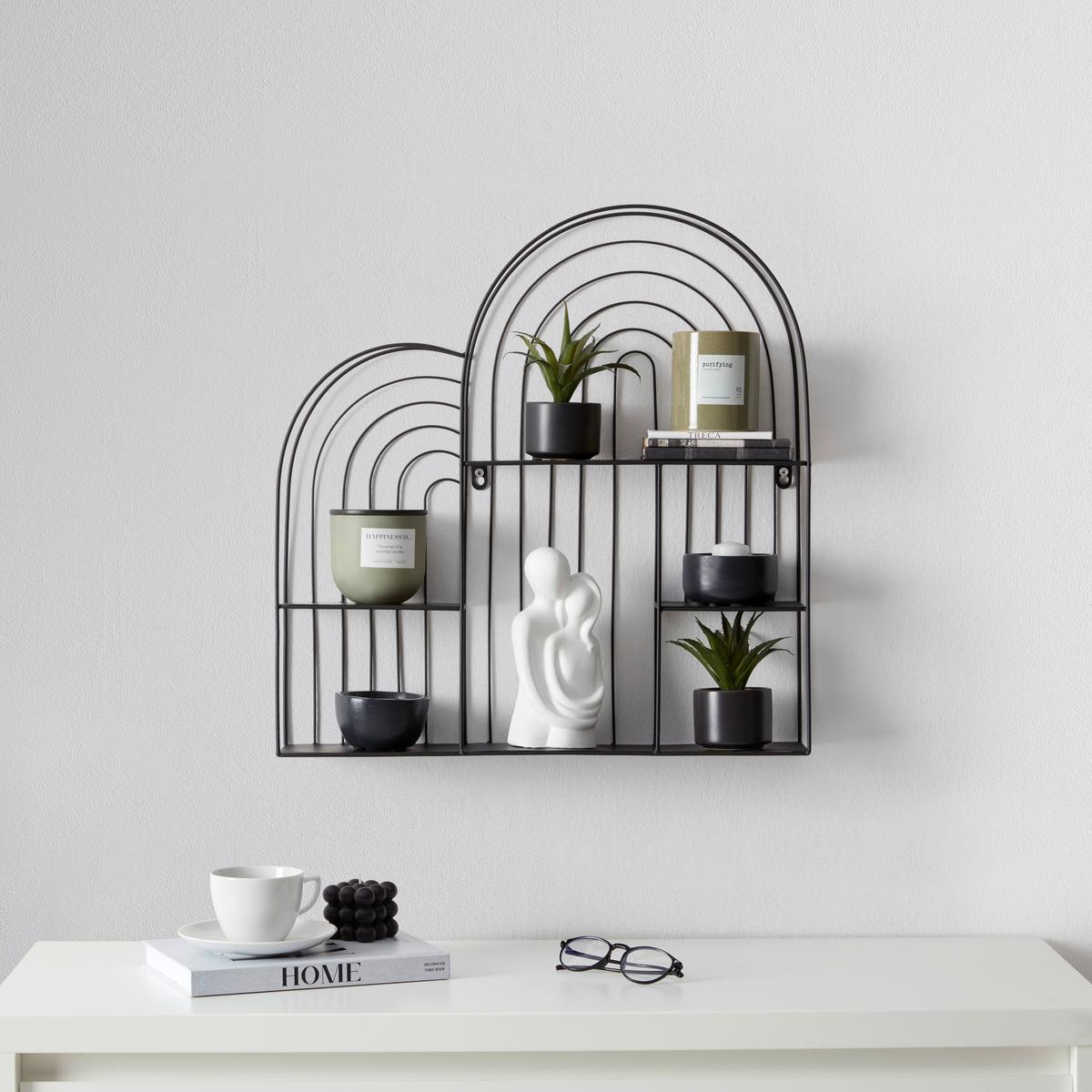 Etajeră de perete IVY - negru, Modern, metal (54/55/11cm) - Modern Living