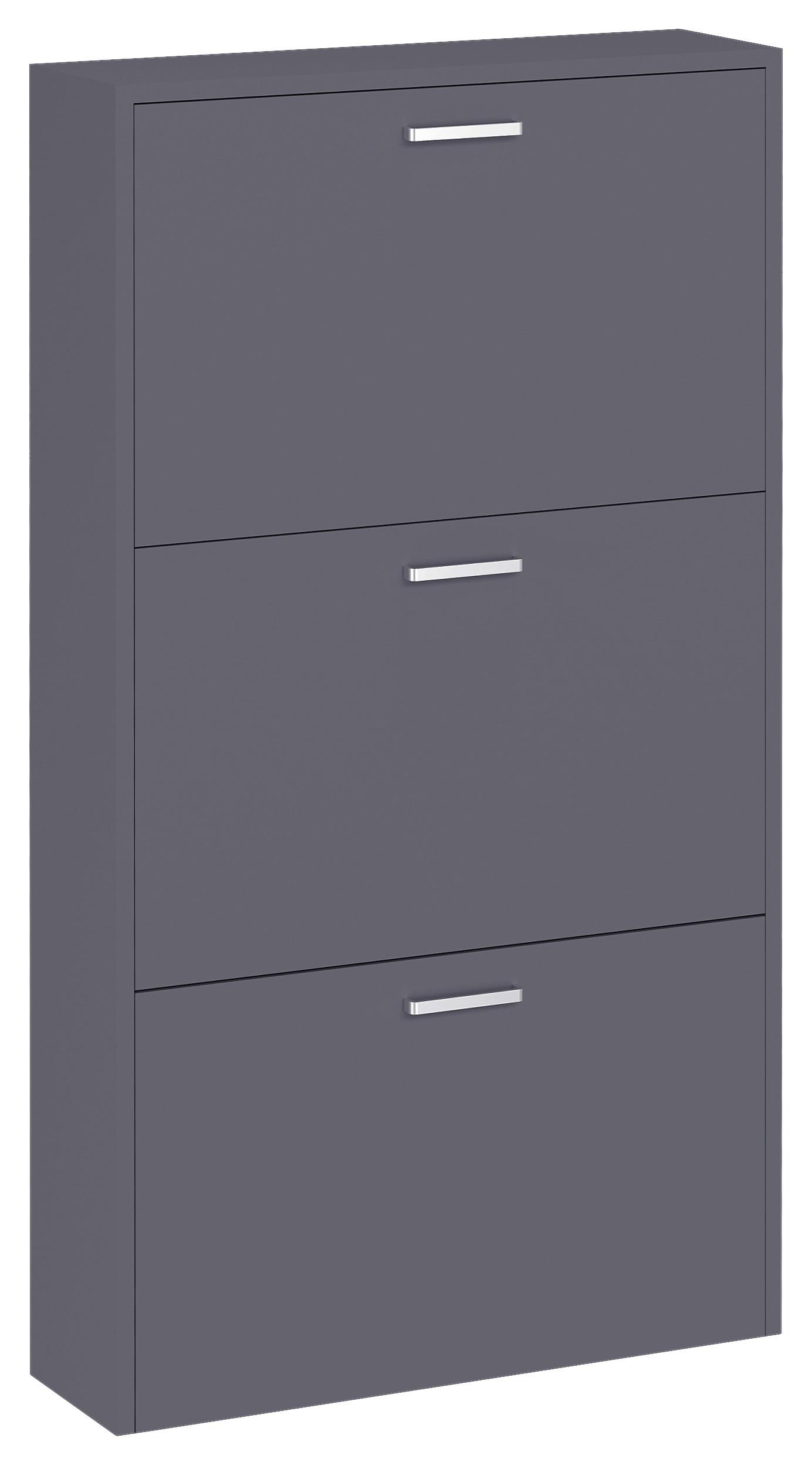 Schuhschrank Sulos M - Anthrazit/Silberfarben, Design, Holzwerkstoff/Kunststoff (59/108/17cm) - MID.YOU