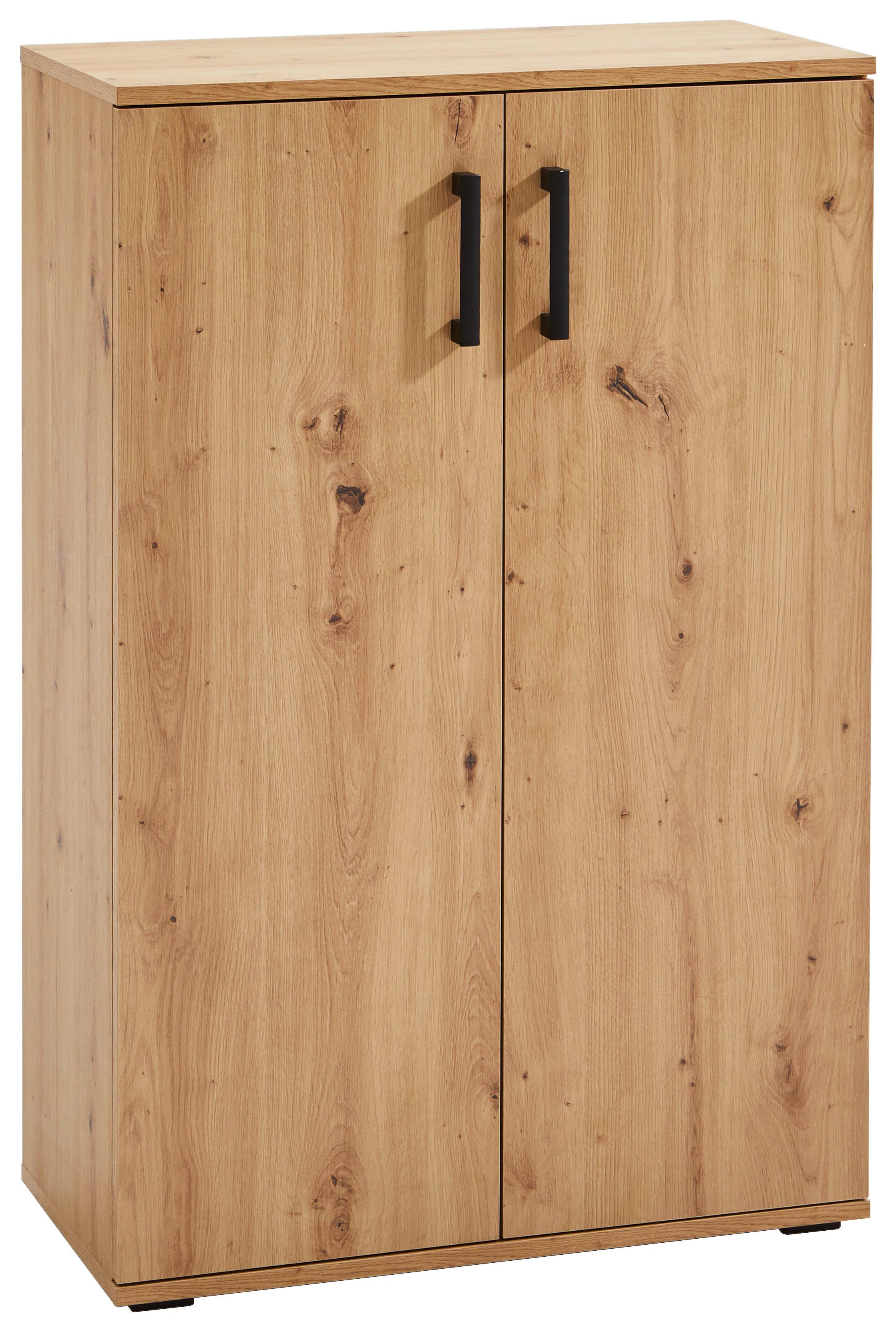 Schuhschrank in Eiche - Eichefarben/Schwarz, Modern, Holzwerkstoff/Kunststoff (70/106/34cm) - Mömax