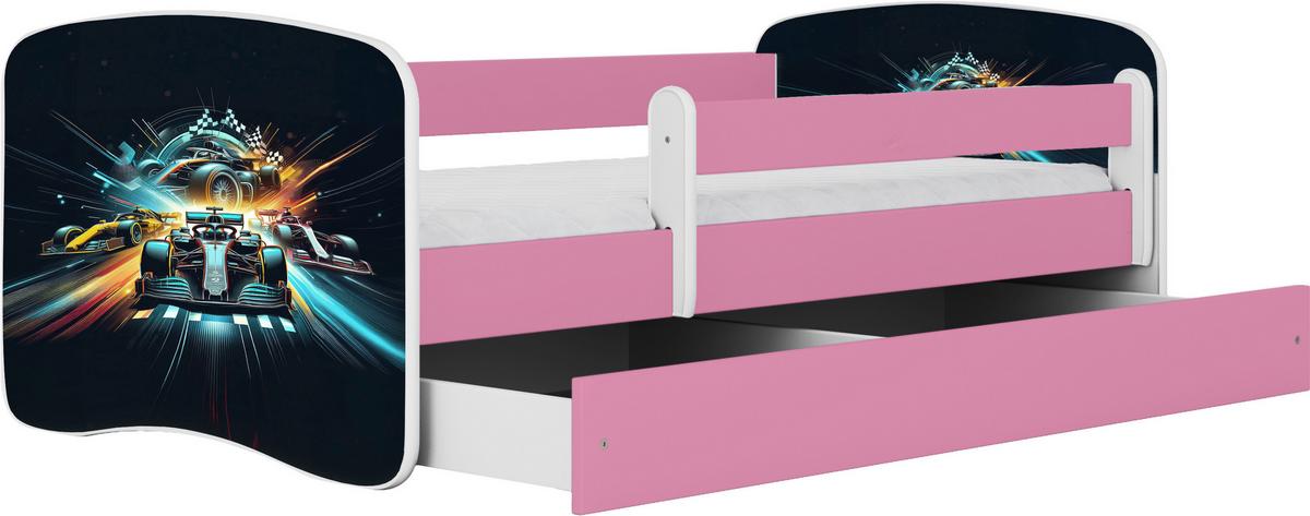 Otroška Postelja Babydreams, Bela, Roza, 80x160cm - pink/bela, Moderno, tekstil/leseni material (80/160cm) - MID.YOU