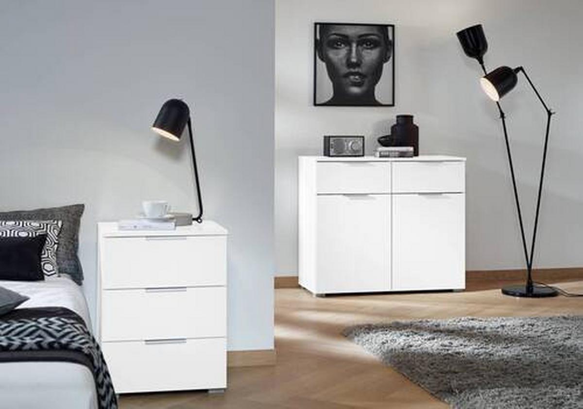 Komoda Alabama - bijela/boje aluminija, Moderno, drvni materijal (93/81/42cm) - Modern Living