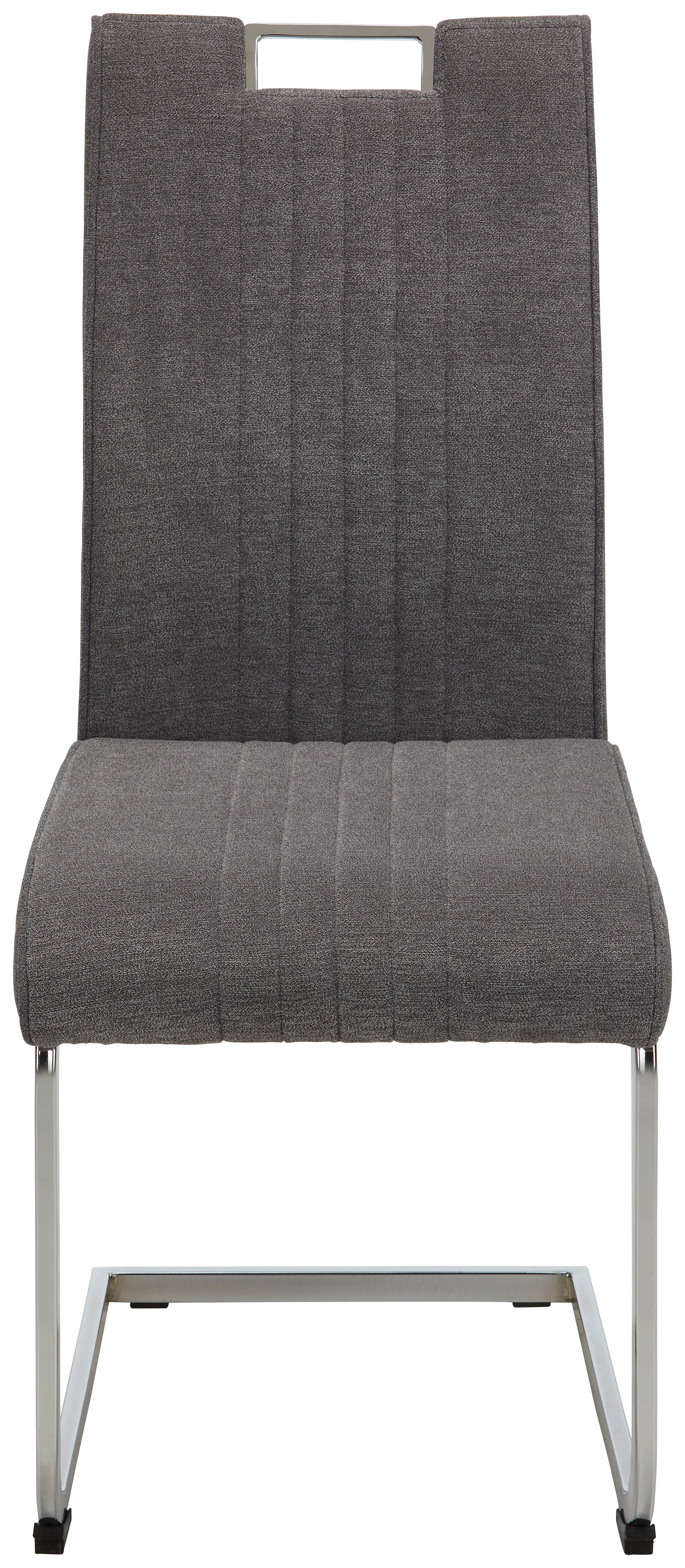 SCHOMMELSTOEL KATJA - Chroomkleuren/Grijs, Modern, Textiel/Metaal (42/98/56cm) - Mömax