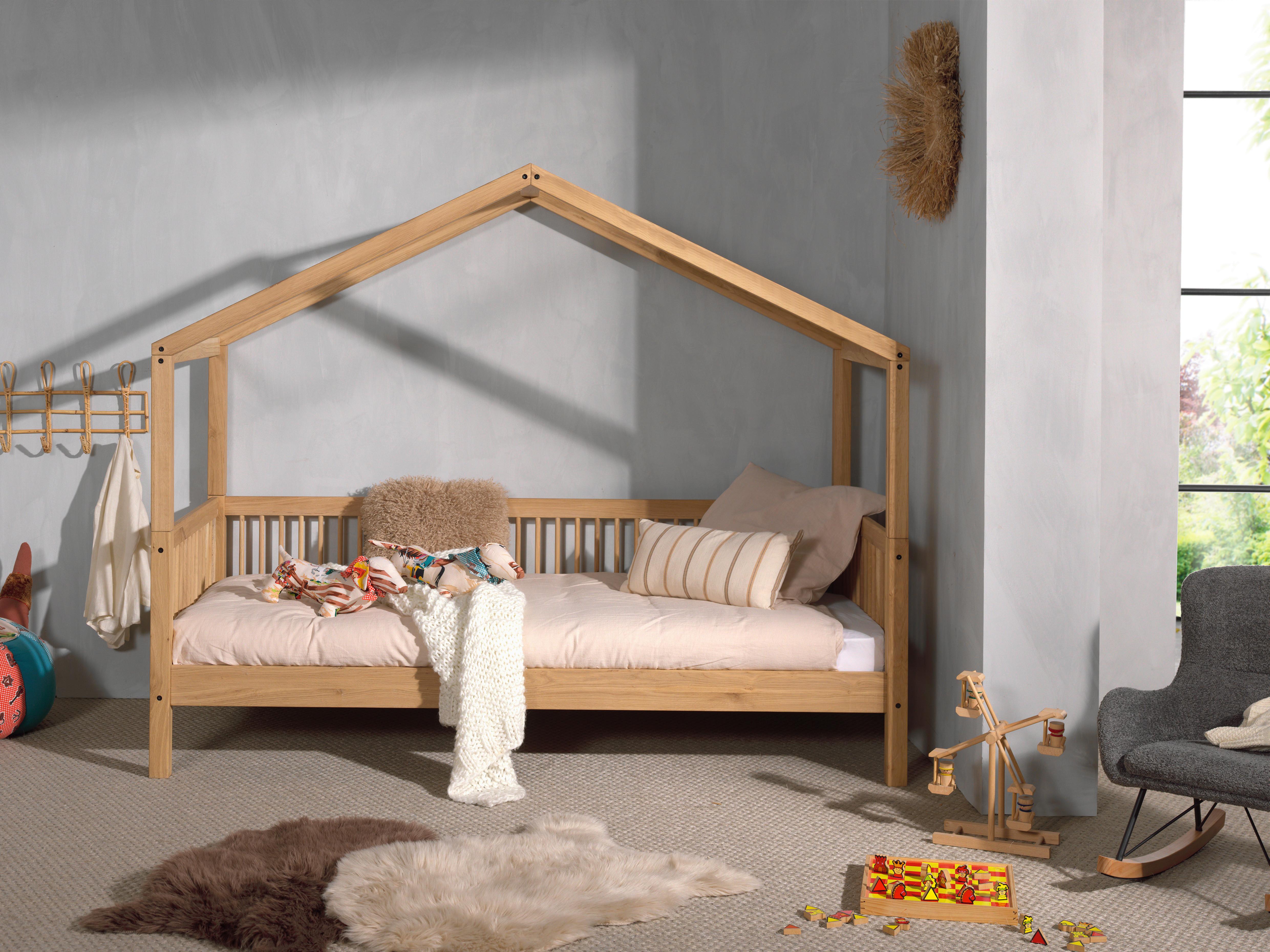 Hausbett FORREST Naturfarben ca.90x200cm Echtholz Eiche - Naturfarben, MODERN, Holz (90/200cm) - Vipack