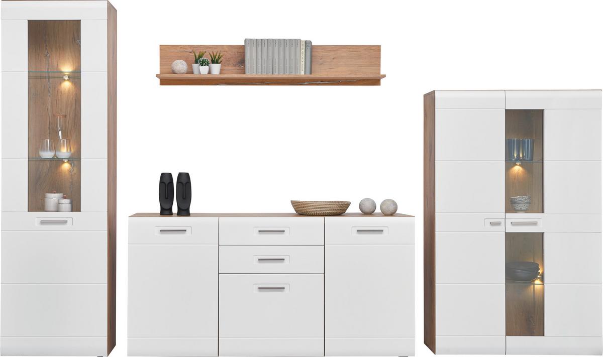 Vitrină AURIS - alb, Modern, sticlă/material pe bază de lemn (60/204,2/37,1cm) - Modern Living