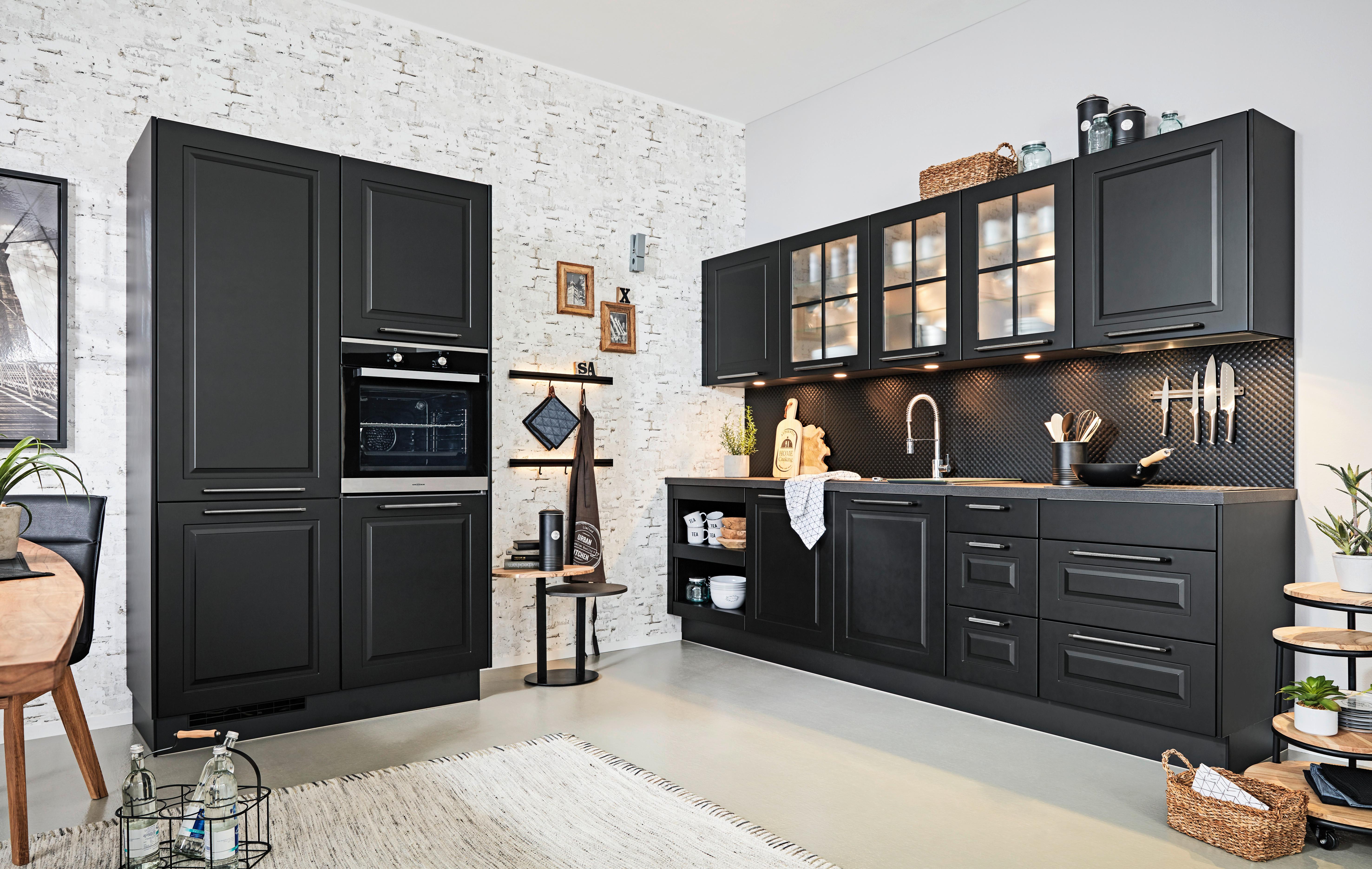 Planungsküche Sylt Schwarz - Schwarz, ROMANTIK / LANDHAUS (125/290cm) - Nobilia